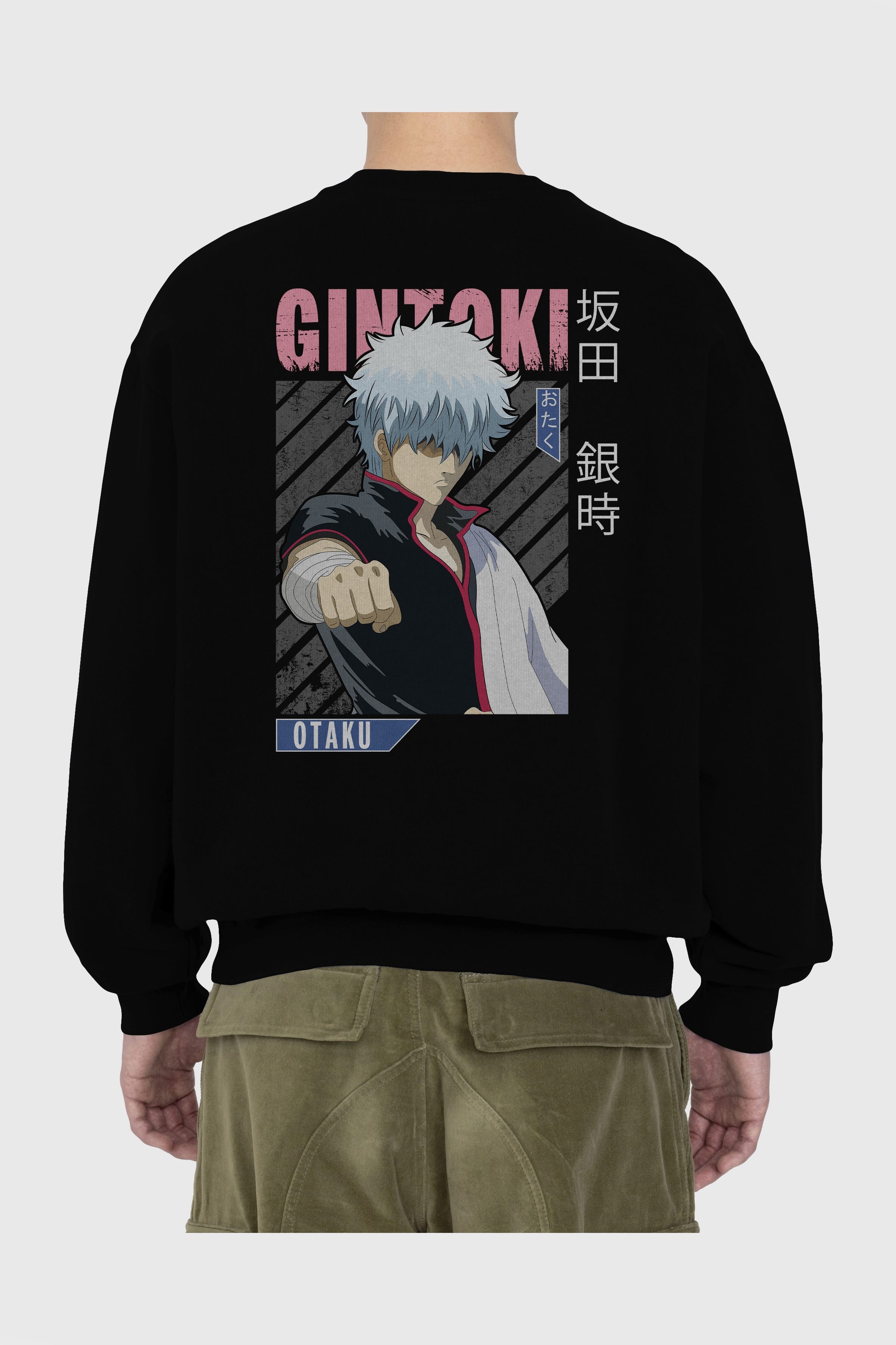 Gintoki Sakata GINTAMA 2 Anime Arka Baskılı Oversize Sweatshirt Erkek Kadın Unisex