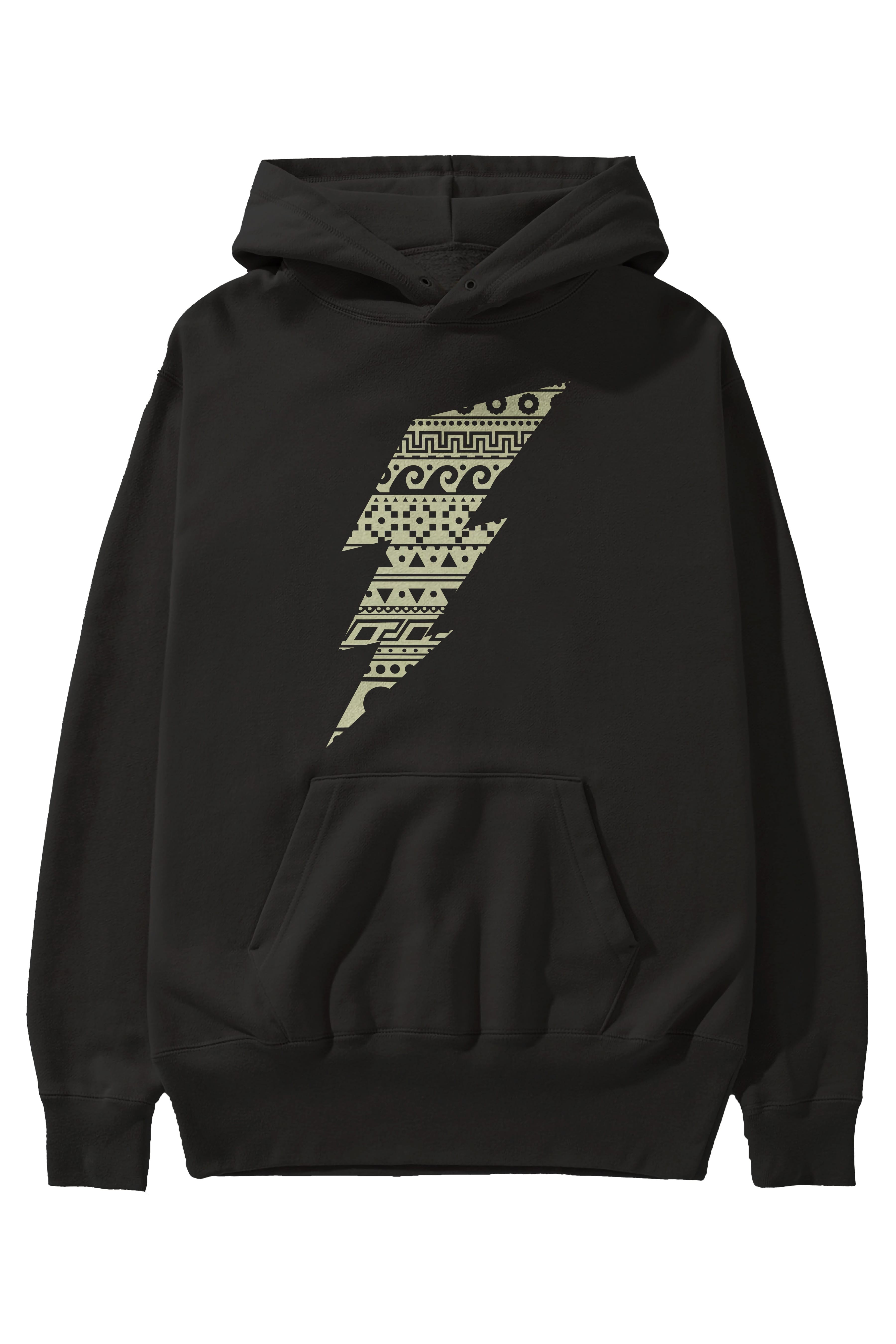 Thunderbolt Ön Baskılı Hoodie Oversize Kapüşonlu Sweatshirt Erkek Kadın Unisex