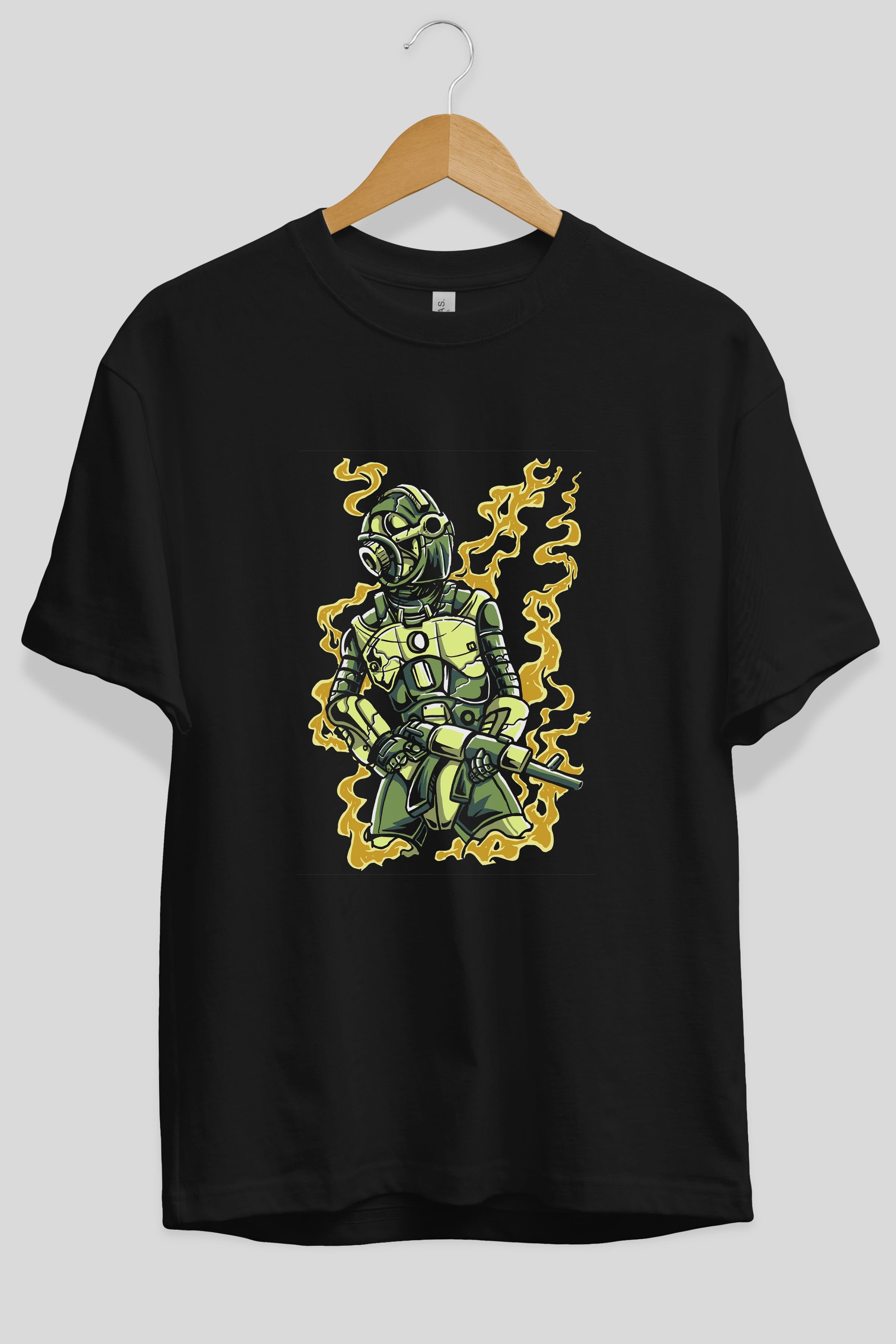 Robot Soldier Ön Baskılı Oversize t-shirt Erkek Kadın Unisex %100 Pamuk tişort