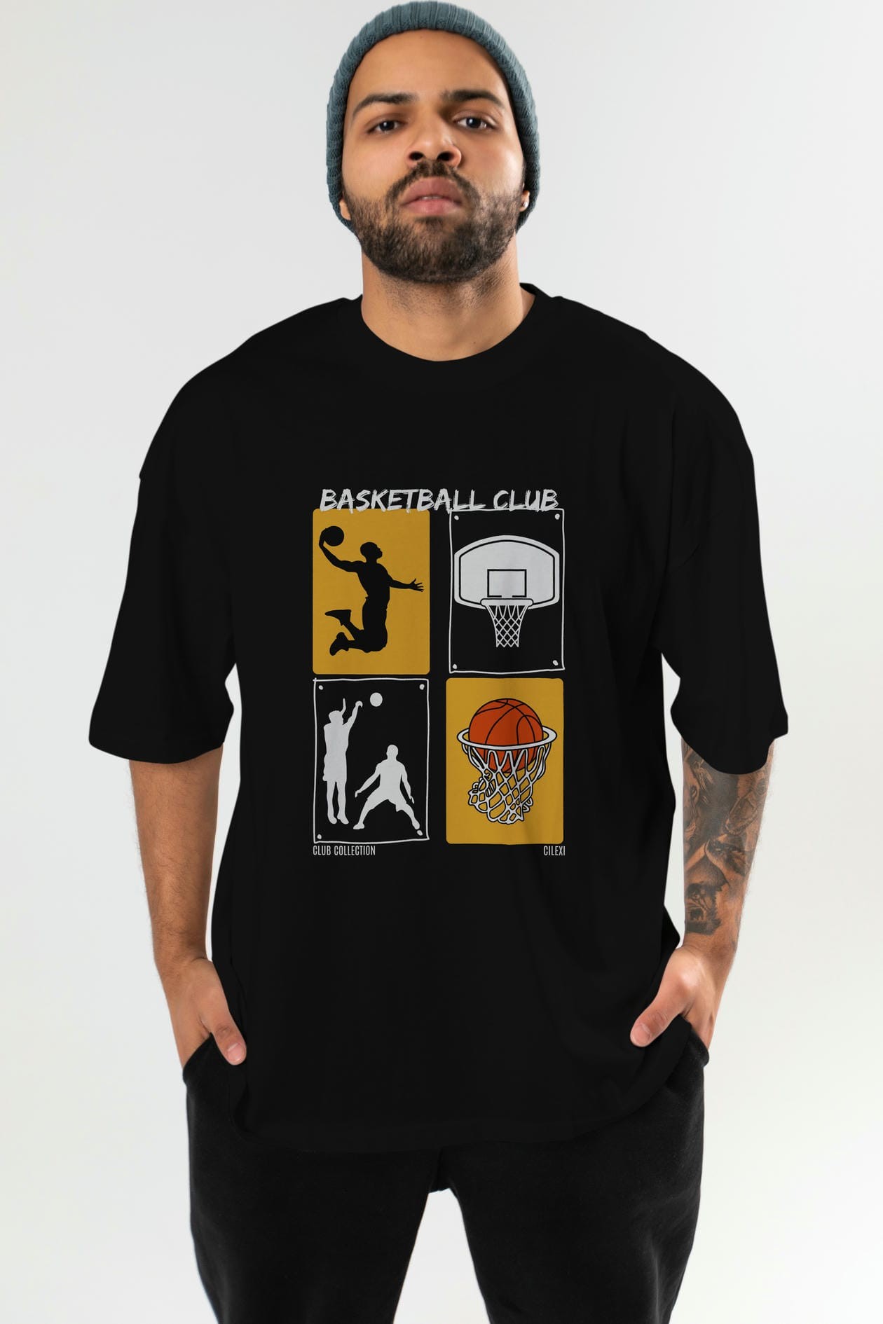 Basketball Club ön Baskılı Oversize t-shirt Erkek Kadın %100 Pamuk Bisiklet Yaka tişort