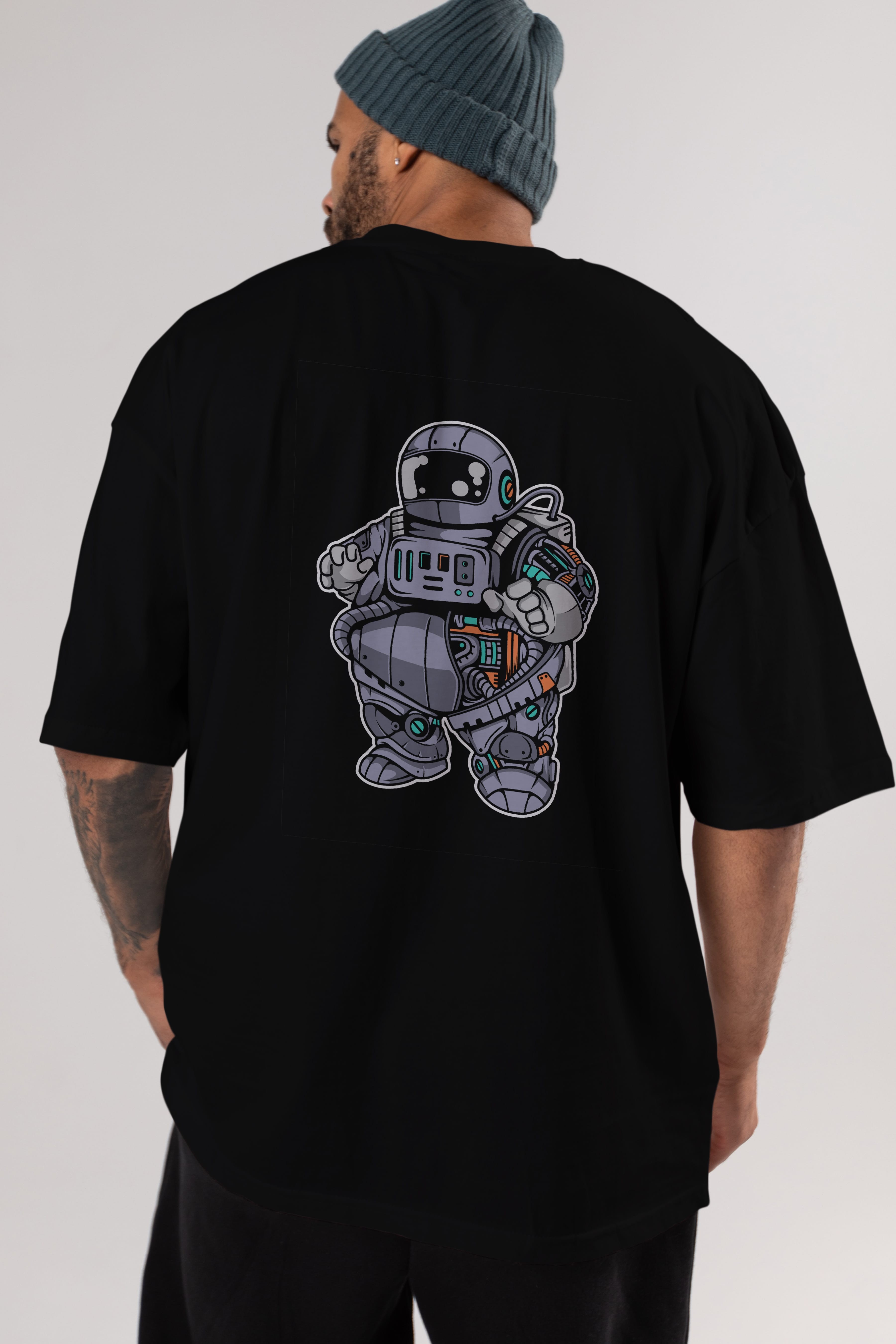 Fat Astronaut Robot Arka Baskılı Oversize t-shirt Erkek Kadın Unisex