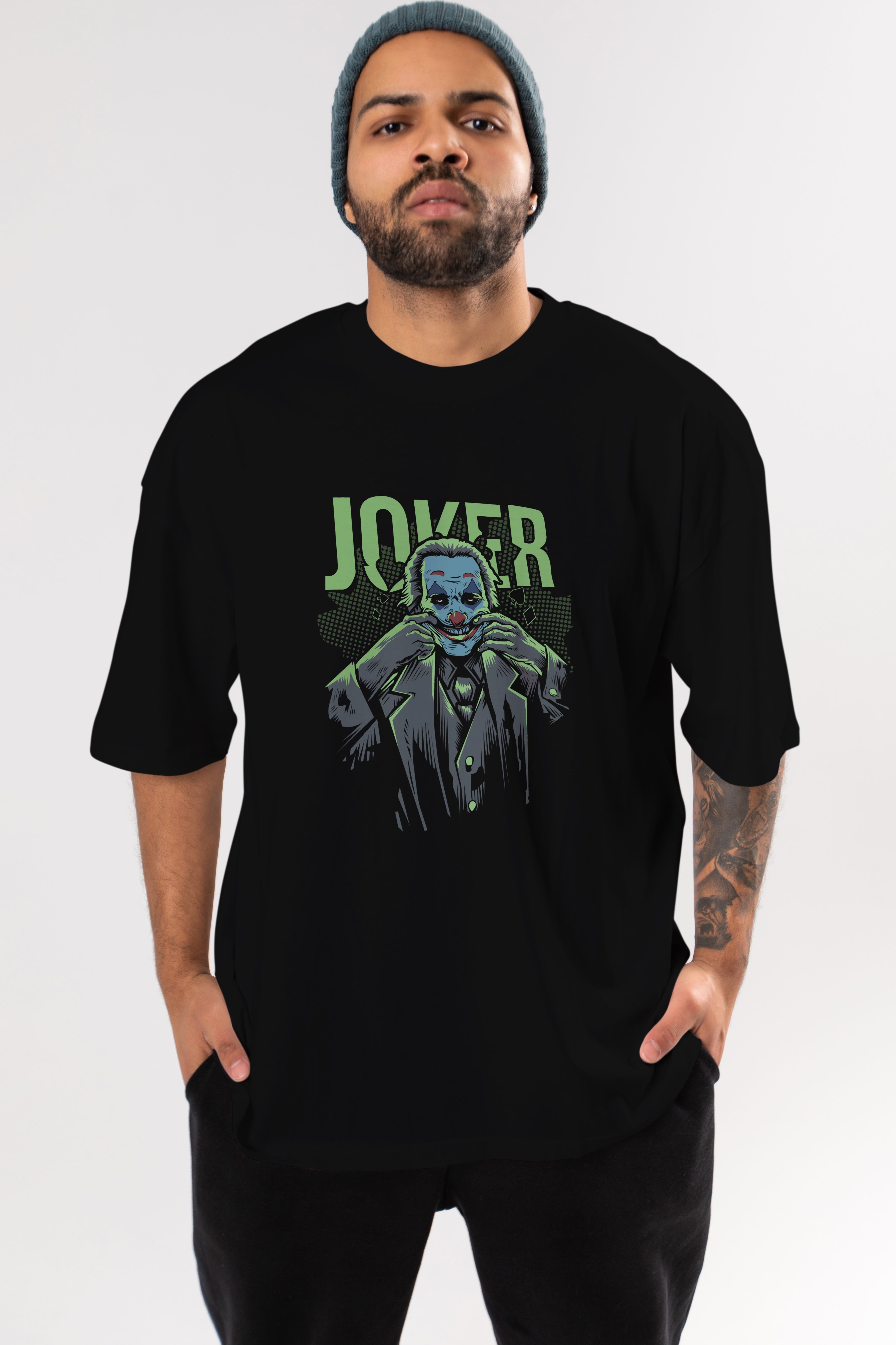 Joker (9) Ön Baskılı Oversize t-shirt Erkek Kadın Unisex %100 Pamuk Bisiklet Yaka tişort