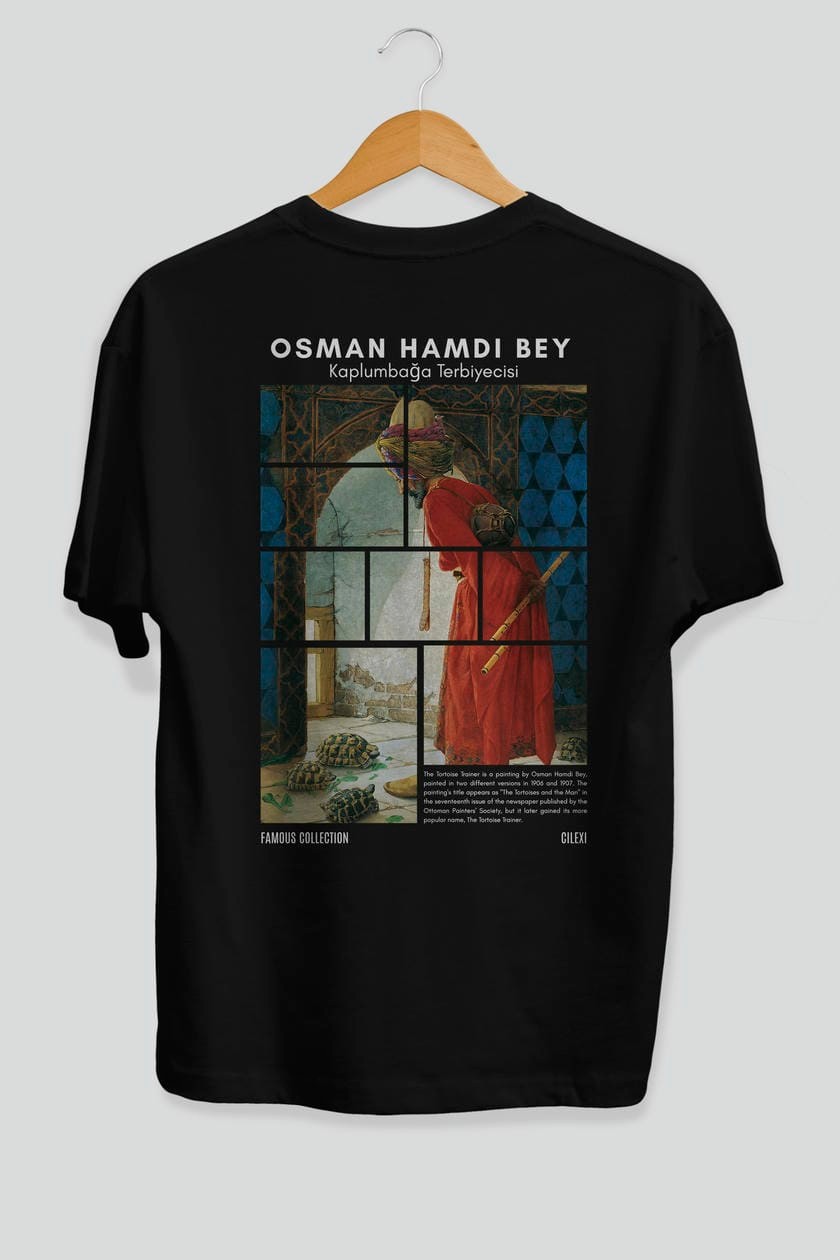 Osman Hamdi Bey Arka Baskılı Oversize t-shirt Erkek Kadın Bisiklet Yaka Pamuk tişort