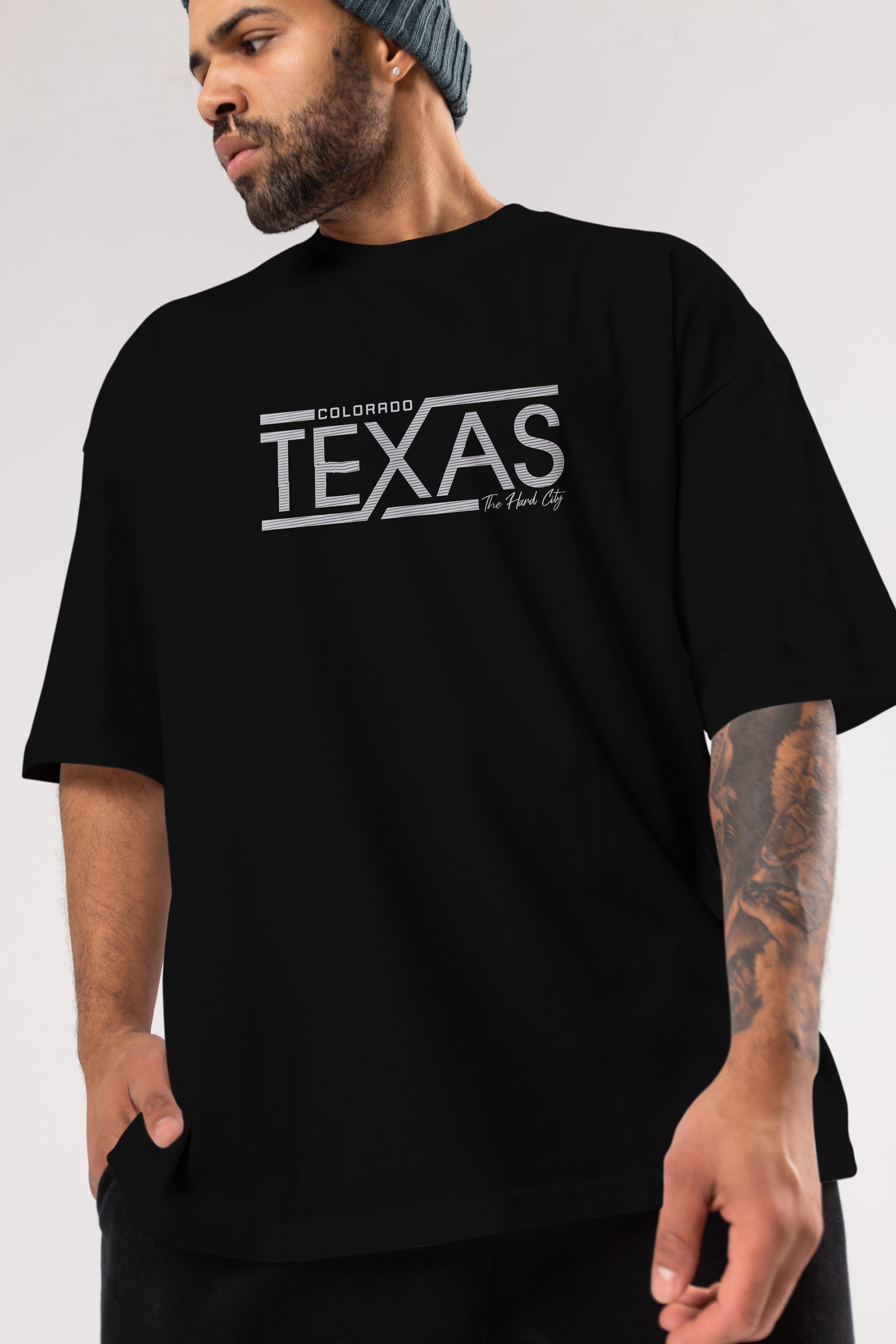 Texas Ön Baskılı Oversize t-shirt Erkek Kadın Unisex