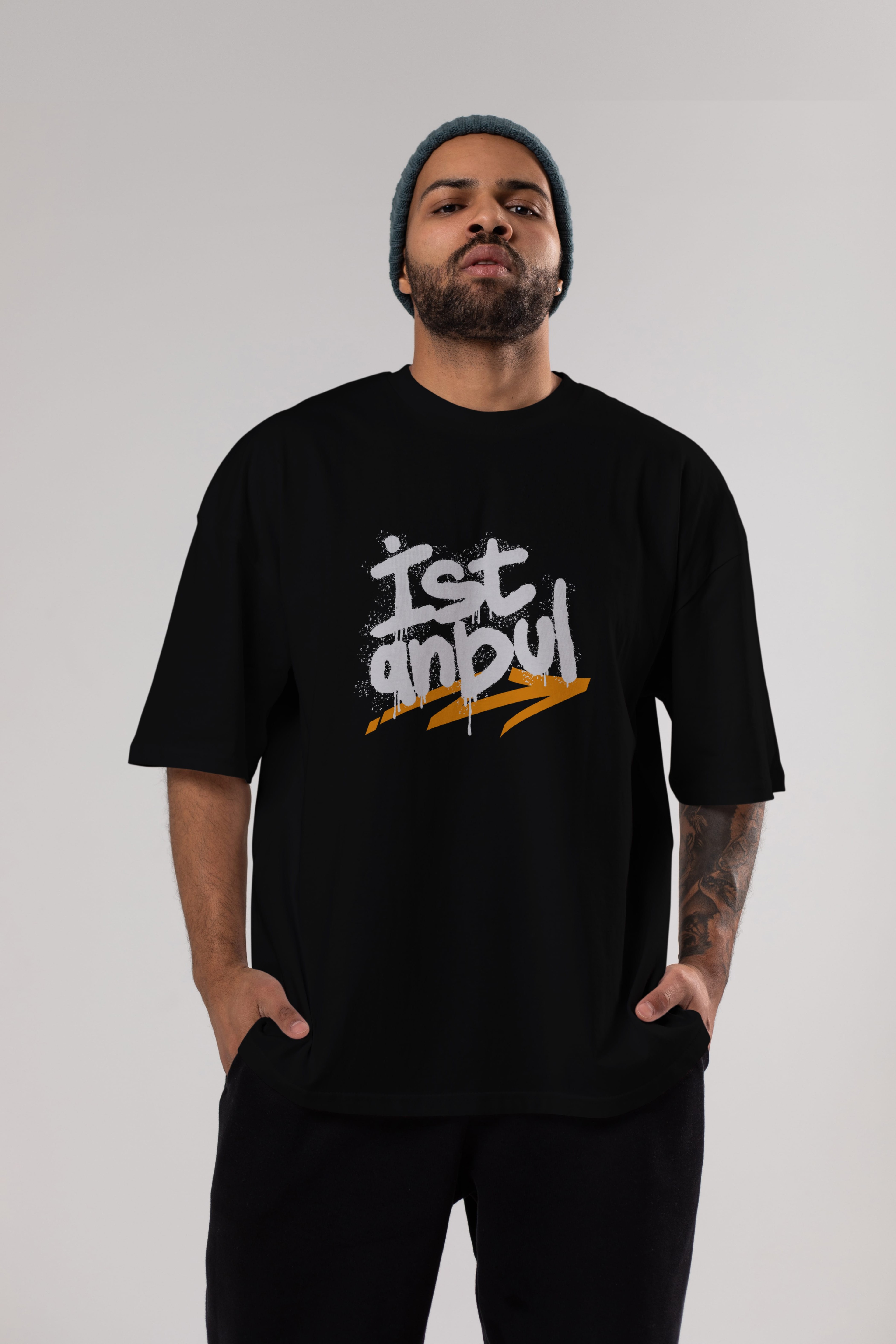 istanbul Yazılı Ön Baskılı Oversize t-shirt Erkek Kadın Unisex