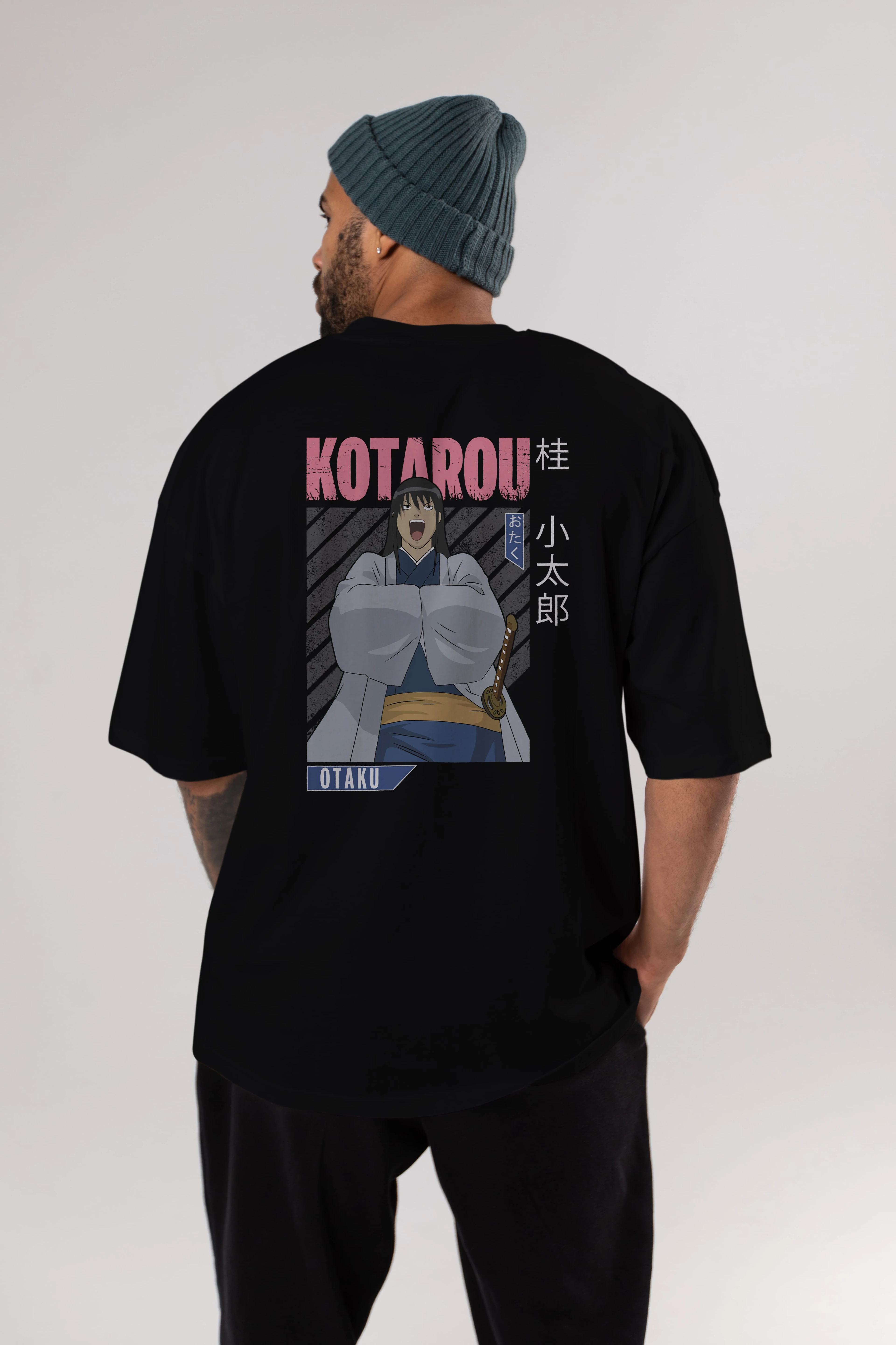 Kotarou Katsura GINTAMA 1 Anime Arka Baskılı Oversize t-shirt Erkek Kadın Unisex
