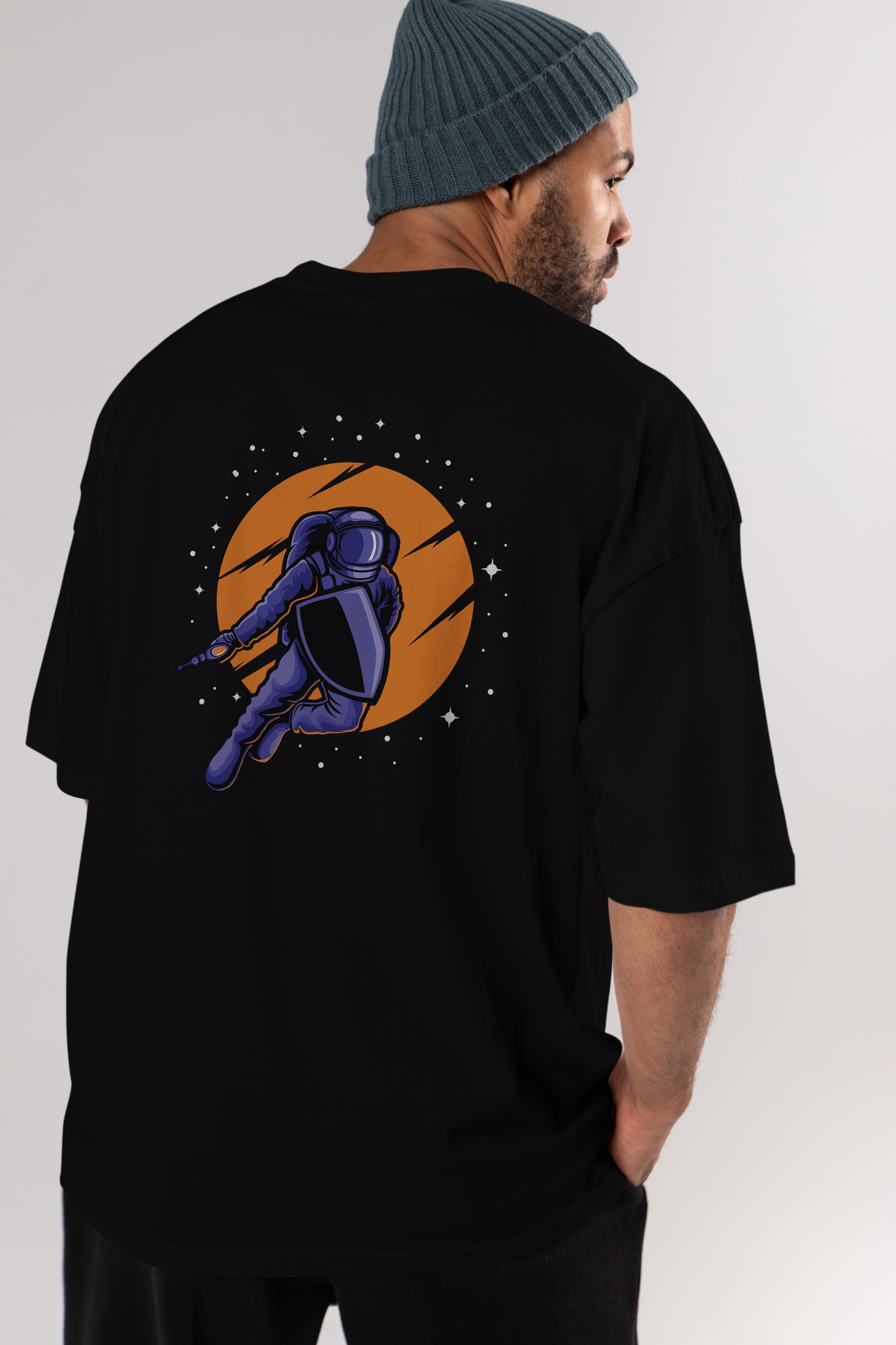 Astro Wars Arka Baskılı Oversize t-shirt Erkek Kadın Unisex