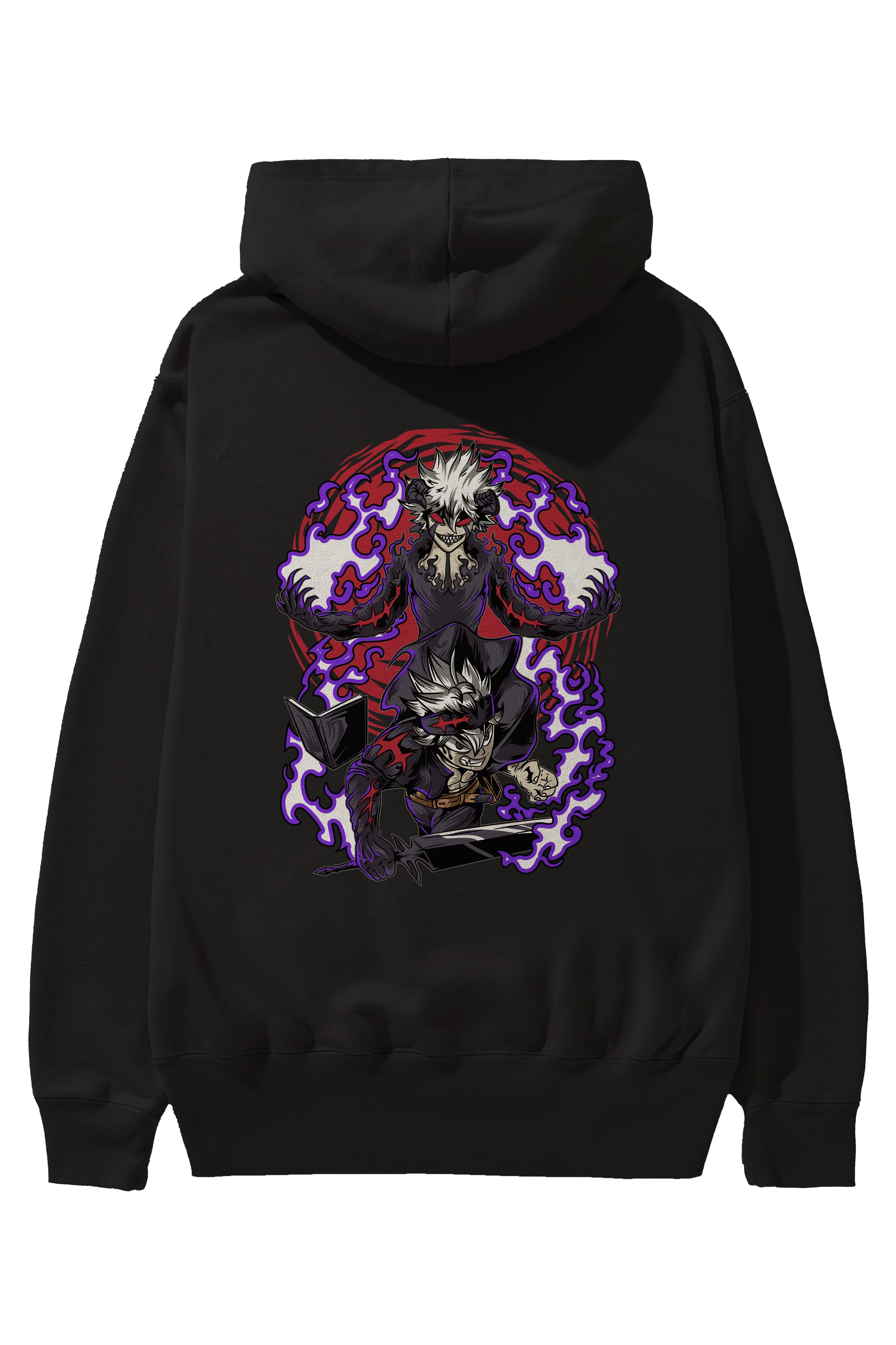BLACK CLOVER DEVIL UNION Anime Arka Baskılı Hoodie Oversize Kapüşonlu Sweatshirt Erkek Kadın Unisex