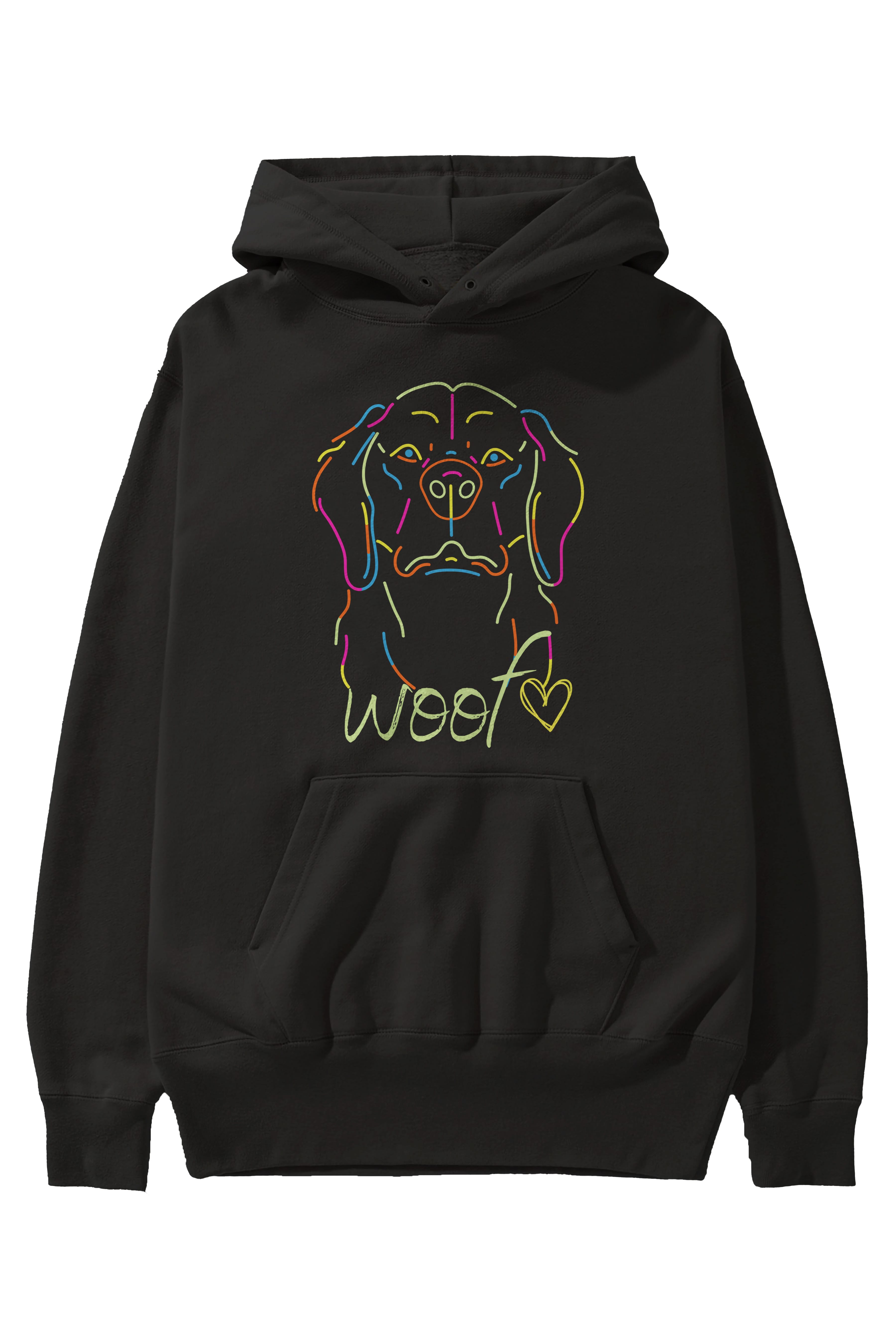 Neon Dog Ön Baskılı Oversize Hoodie Kapüşonlu Sweatshirt Erkek Kadın Unisex