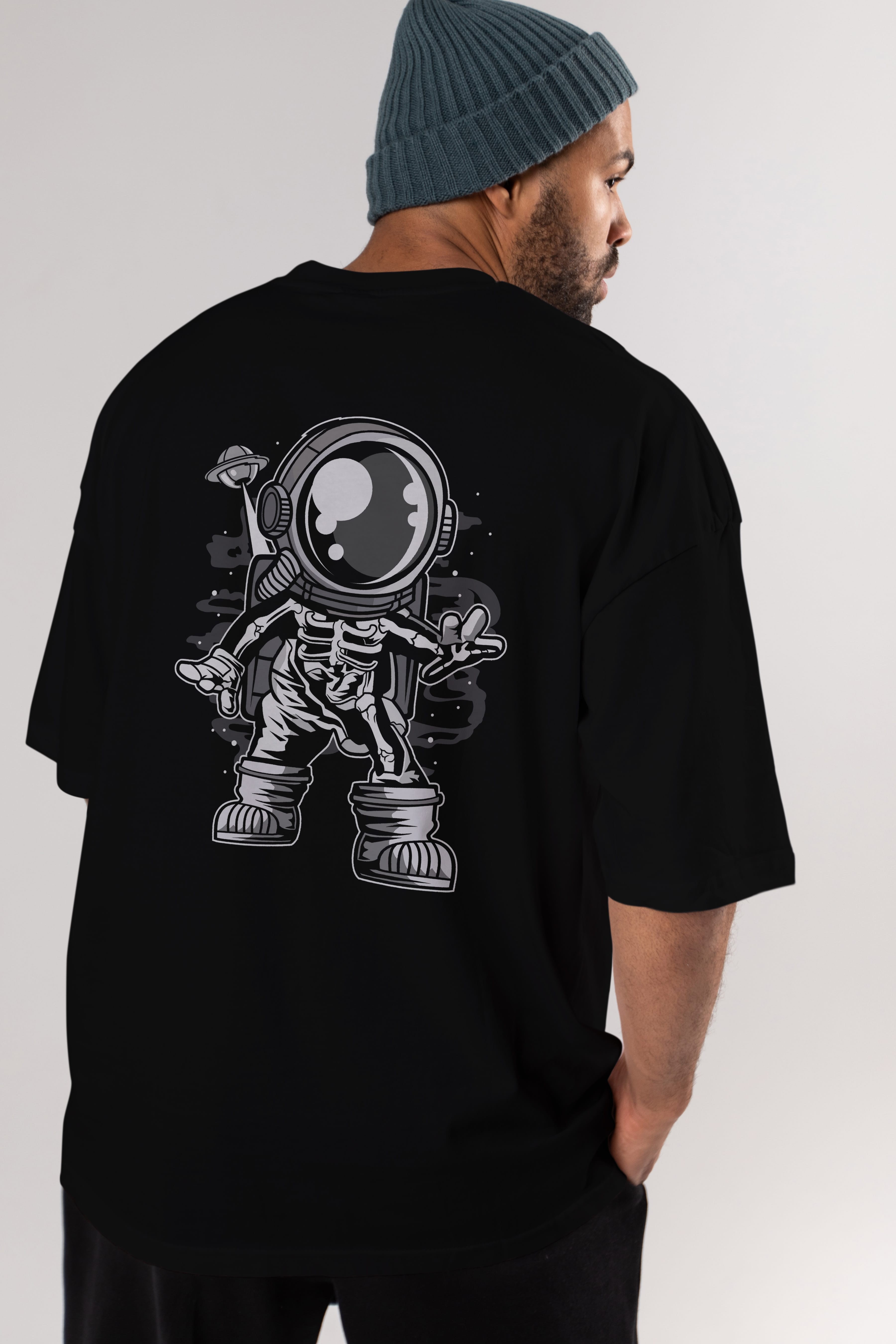 Space Skeleton Arka Baskılı Oversize t-shirt Erkek Kadın Unisex