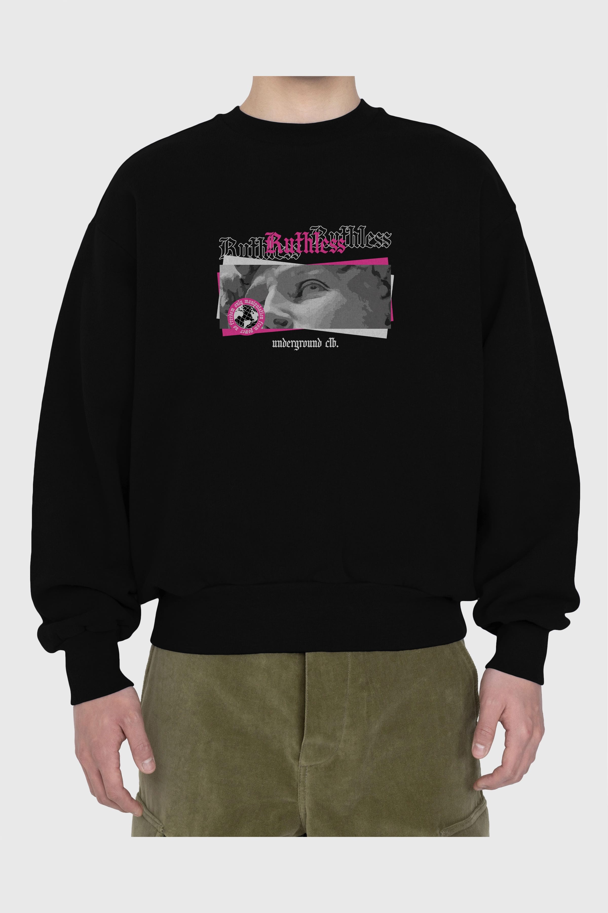 Ruthless Ön Baskılı Oversize Sweatshirt Erkek Kadın Unisex