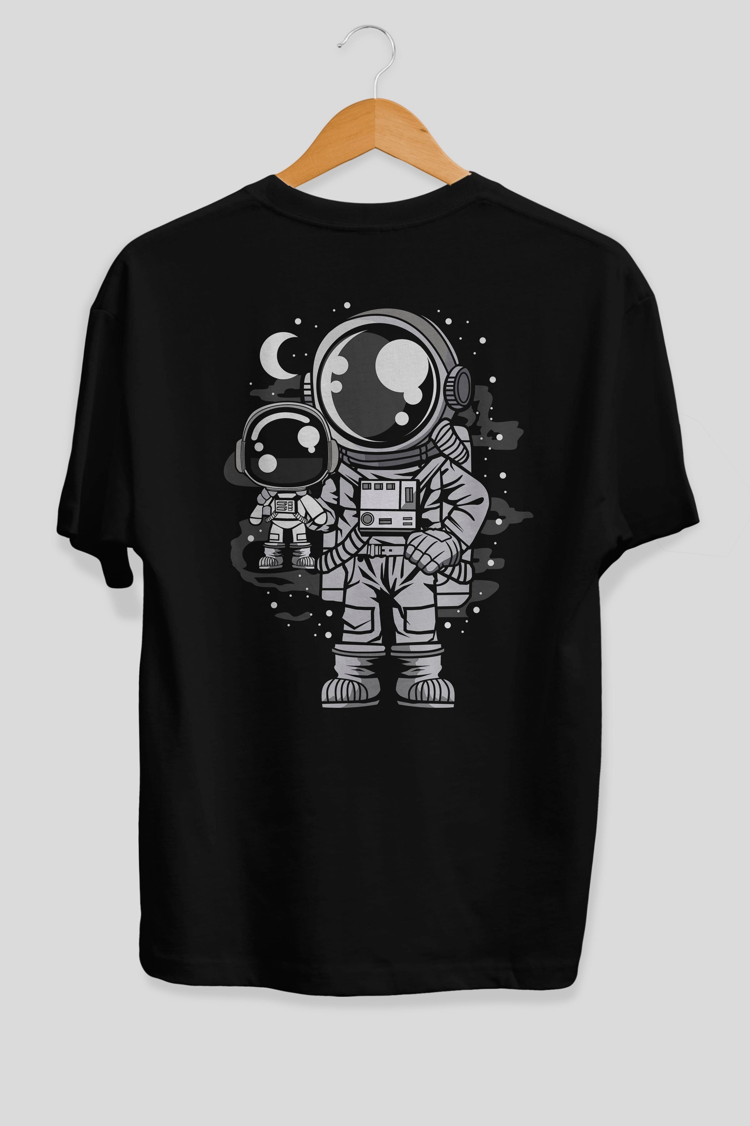 Astronaut And His Doll Arka Baskılı Oversize t-shirt Erkek Kadın Unisex