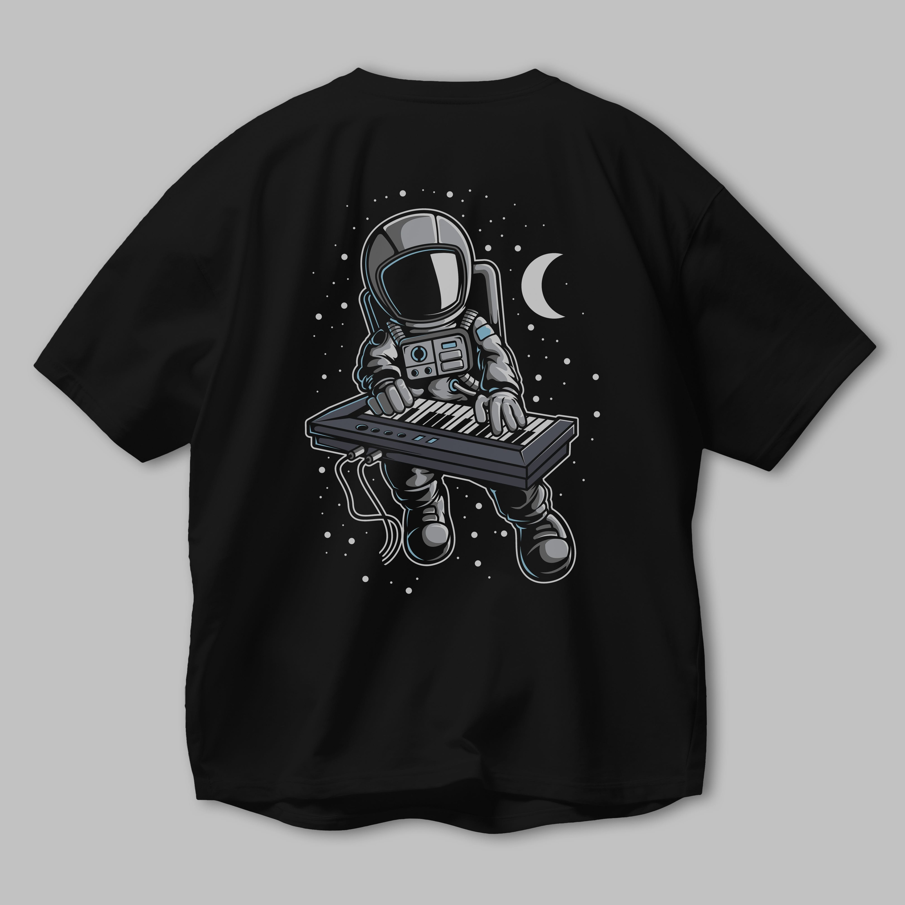 Astronaut Keyboard (2) Arka Baskılı Oversize t-shirt Erkek Kadın Unisex