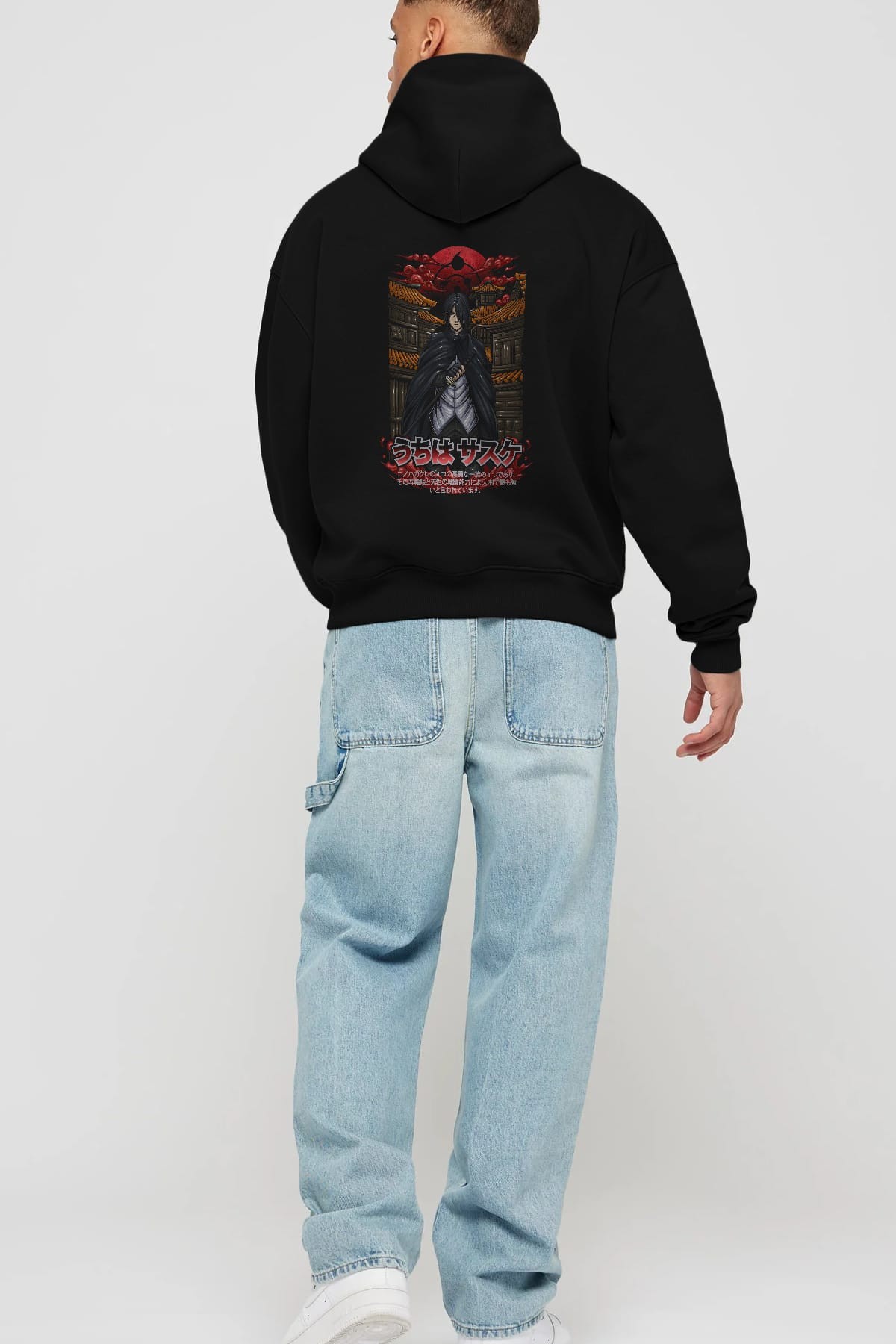 NARUTO SASUKE UCHIHA 1 Anime Arka Baskılı Hoodie Oversize Kapüşonlu Sweatshirt Erkek Kadın Unisex