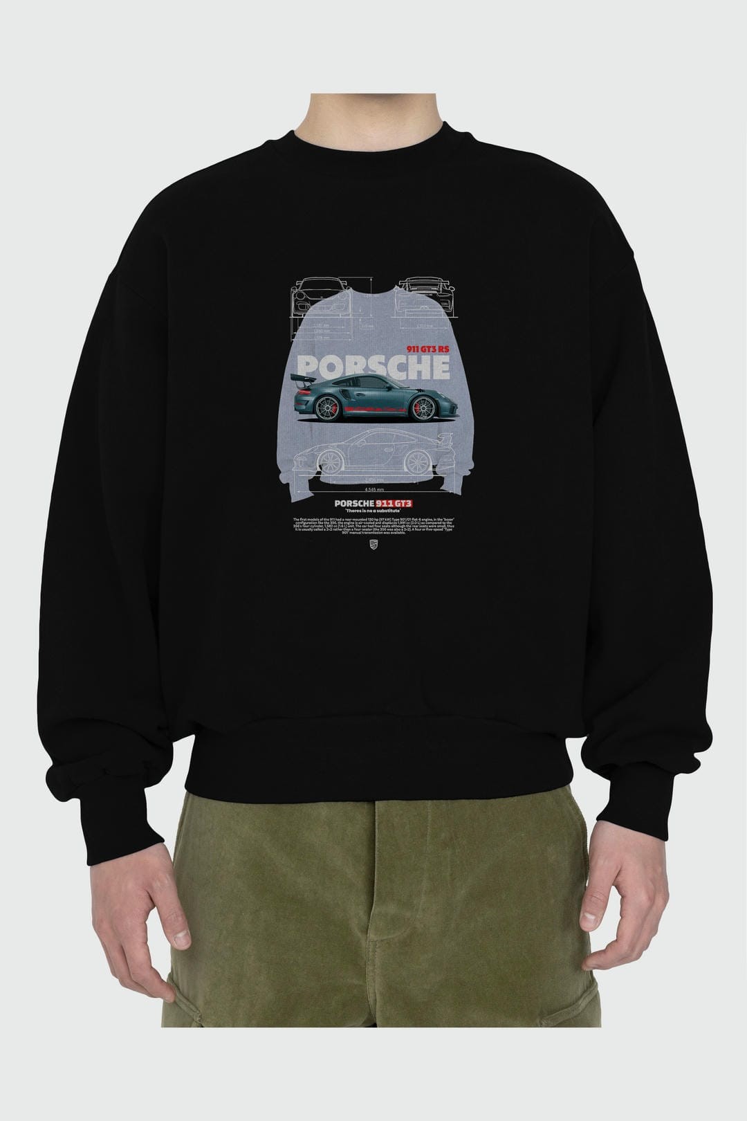 PORSCHE 911 GT3 RS Ön Baskılı Anime Oversize Sweatshirt Erkek Kadın Unisex