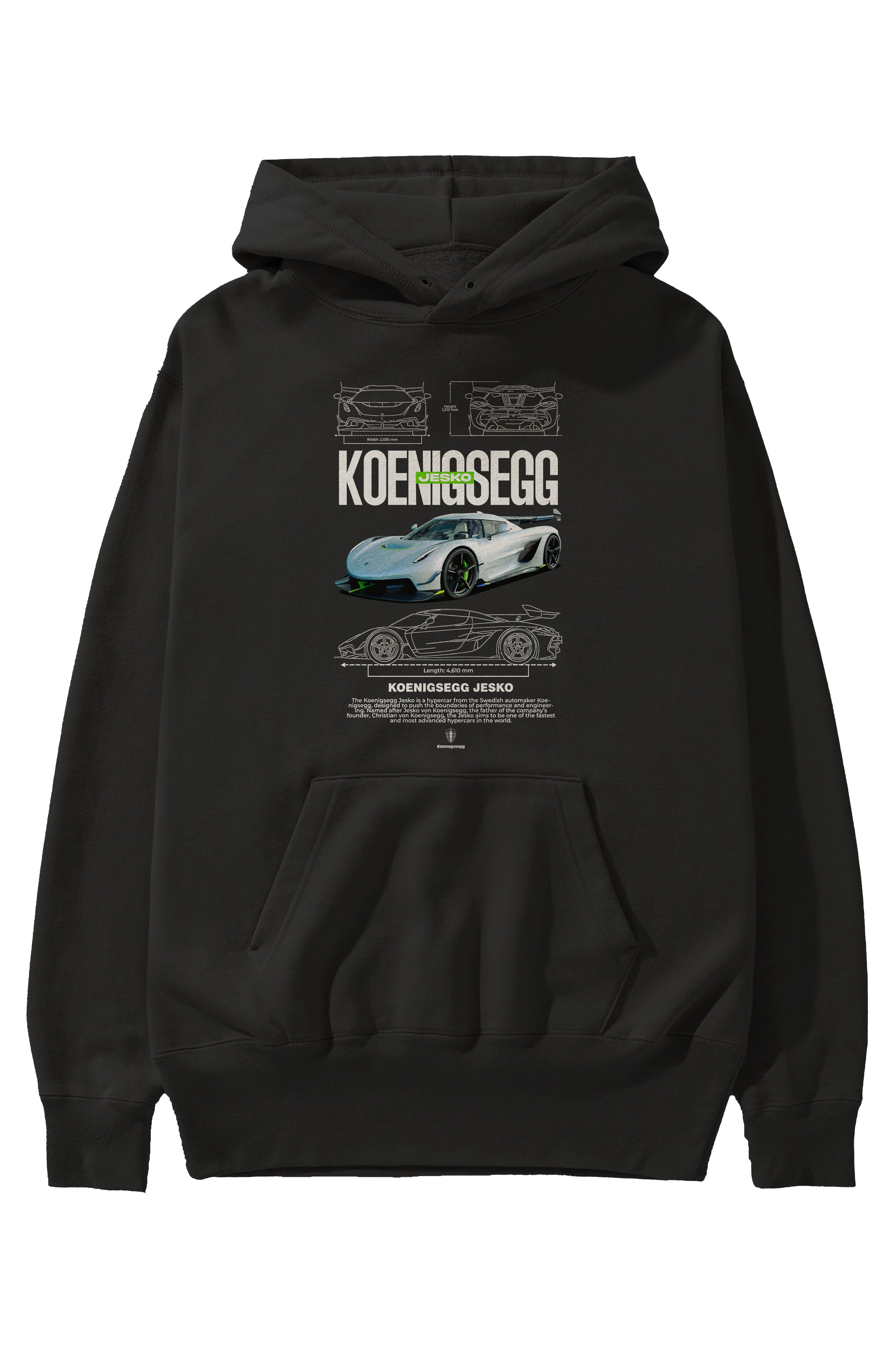 KOENIGSEGG JESKO Ön Baskılı Hoodie Oversize Kapüşonlu Sweatshirt Erkek Kadın Unisex