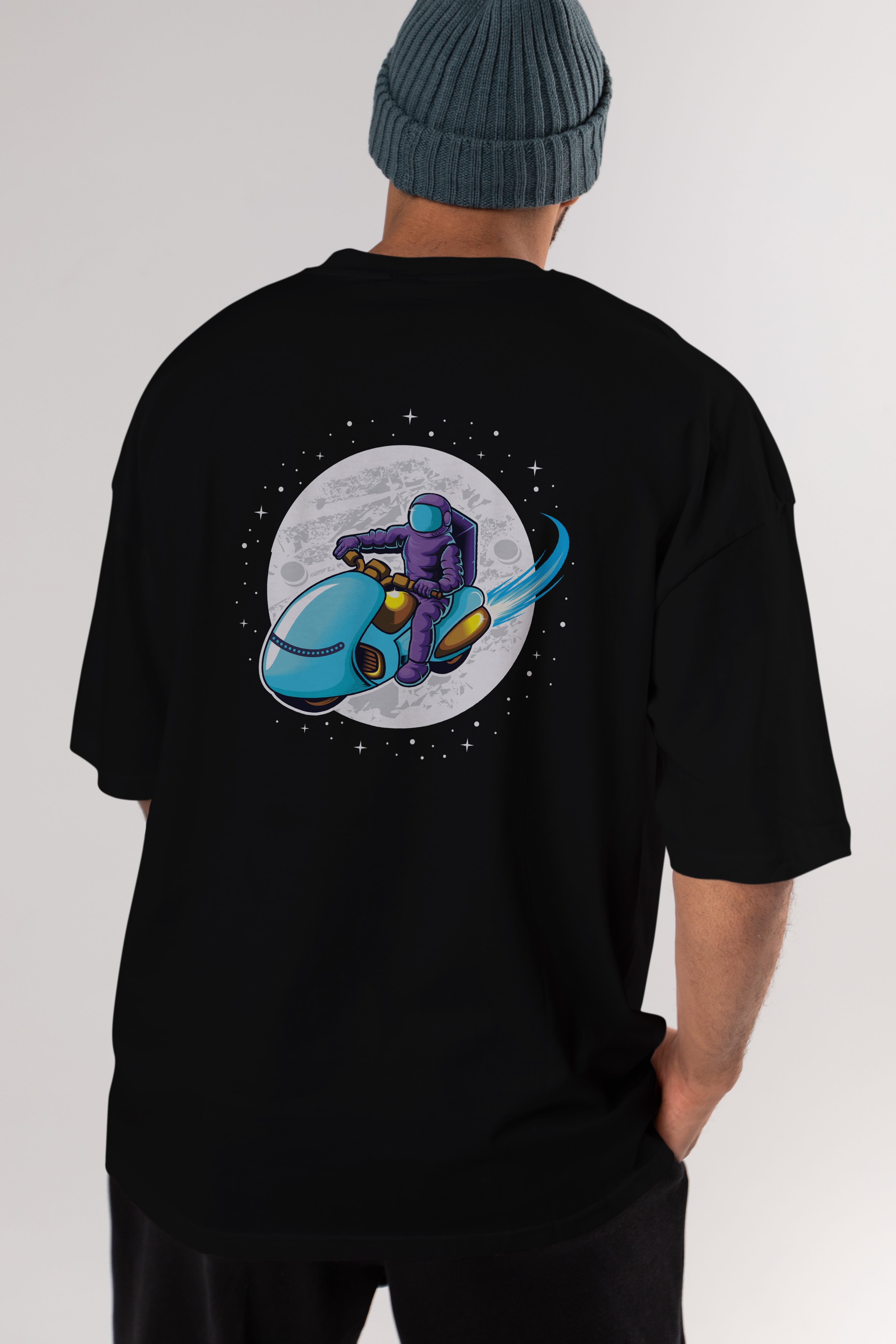 Astrorider in Space Arka Baskılı Oversize t-shirt Erkek Kadın Unisex