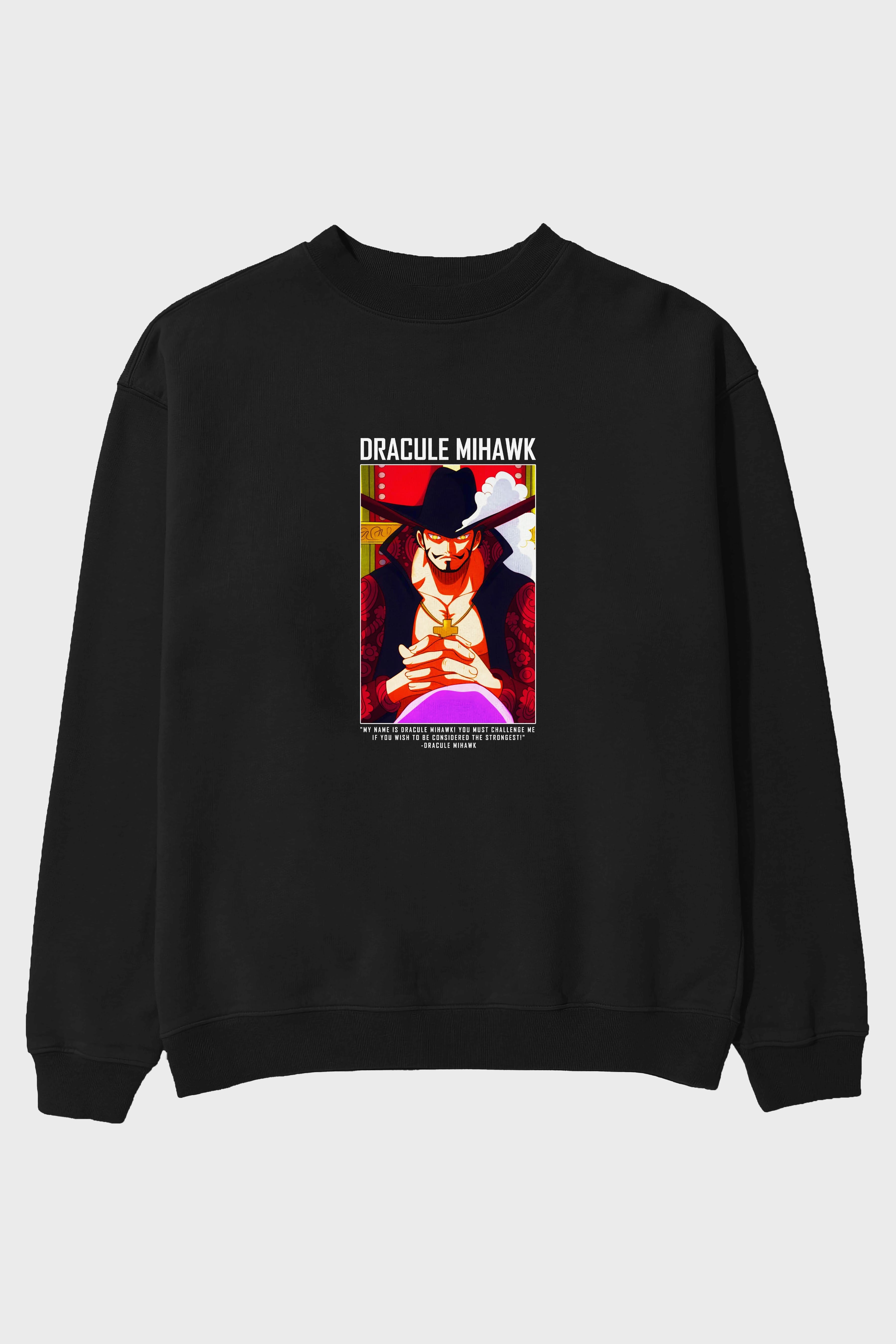 Dracule Mihawk Ön Baskılı Anime Oversize Sweatshirt Erkek Kadın Unisex