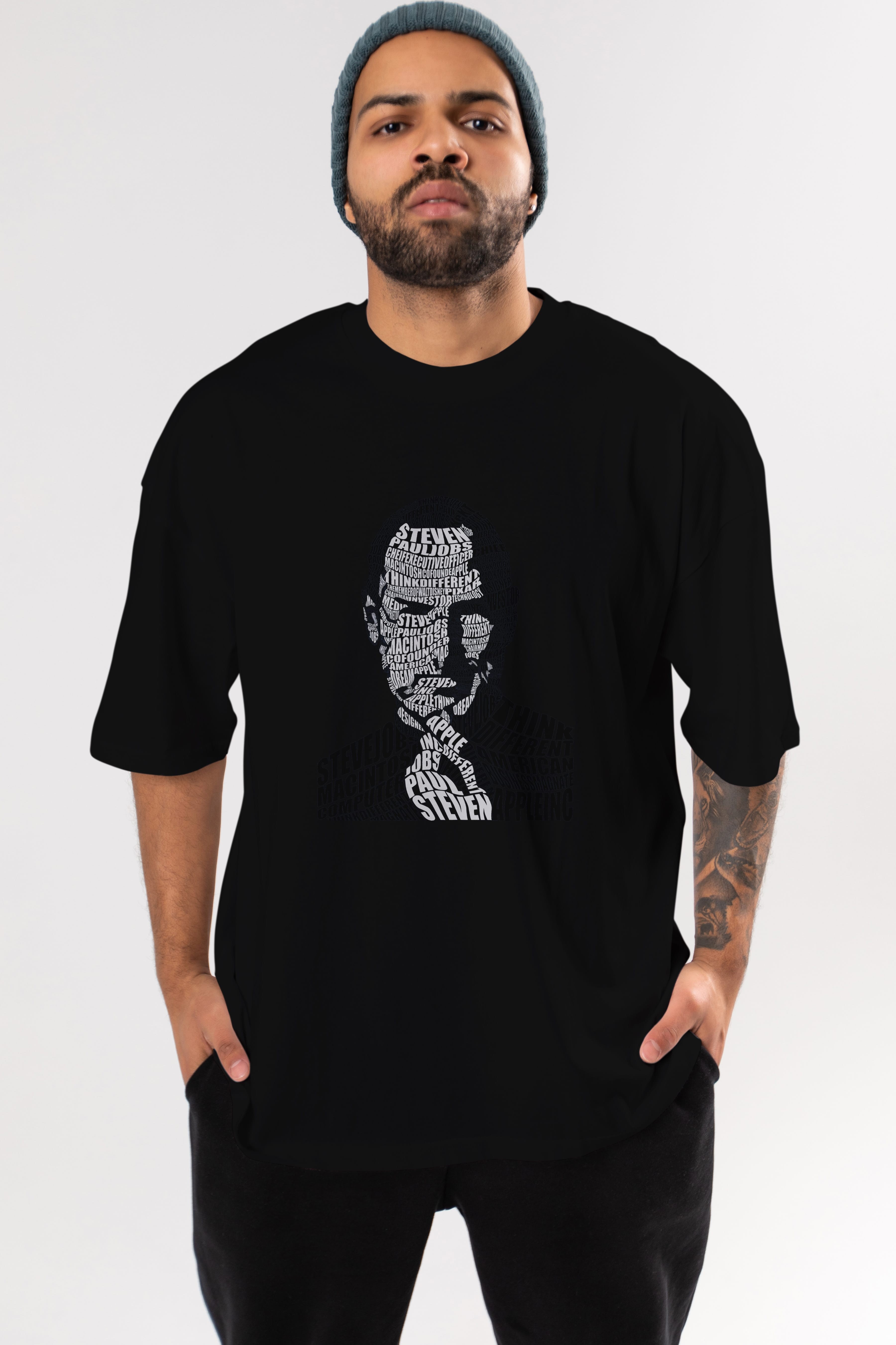 Steve Jobs Calligram Ön Baskılı Oversize t-shirt %100 pamuk Erkek Kadın Unisex