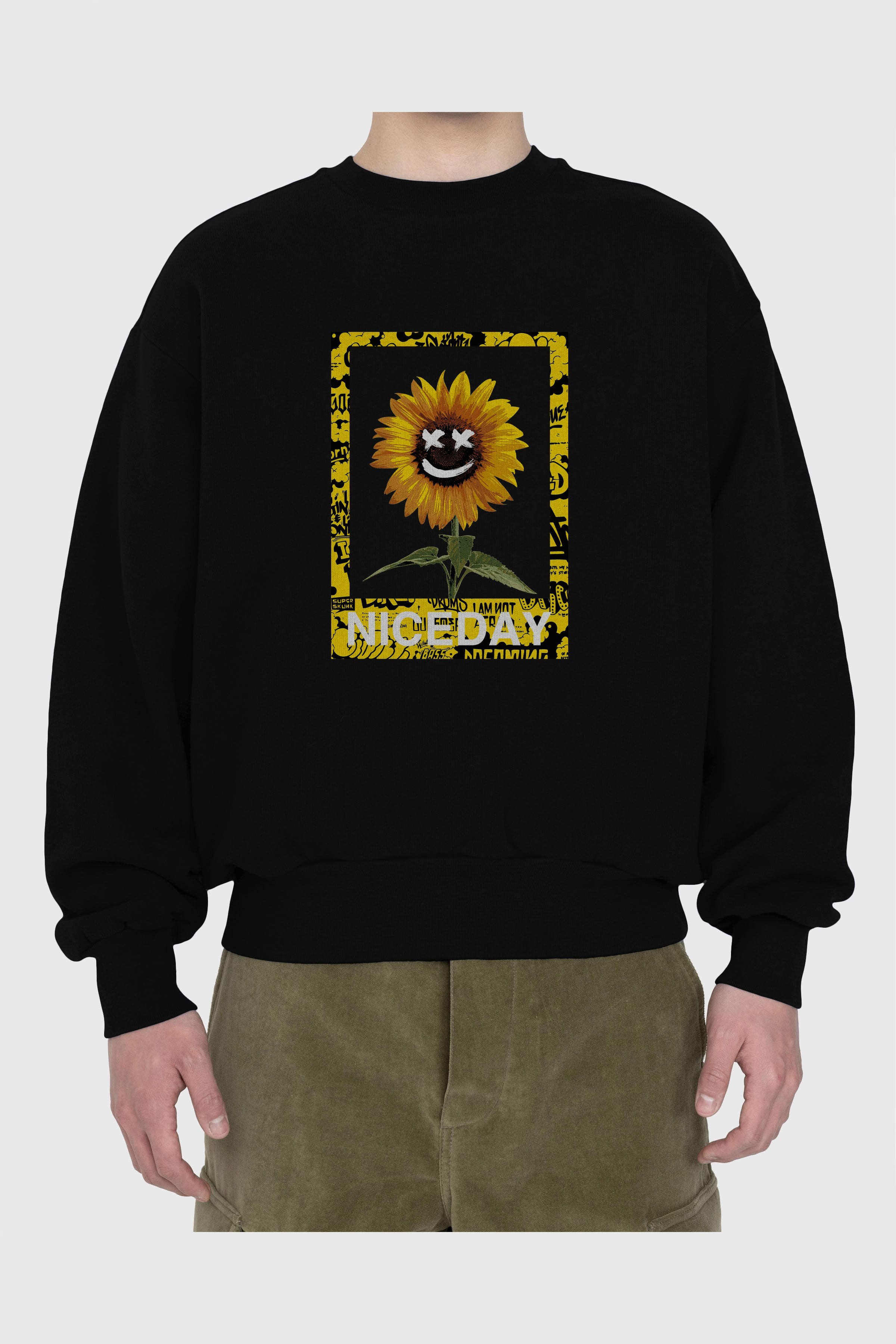 Niceday Streewear Ön Baskılı Oversize Sweatshirt Erkek Kadın Unisex