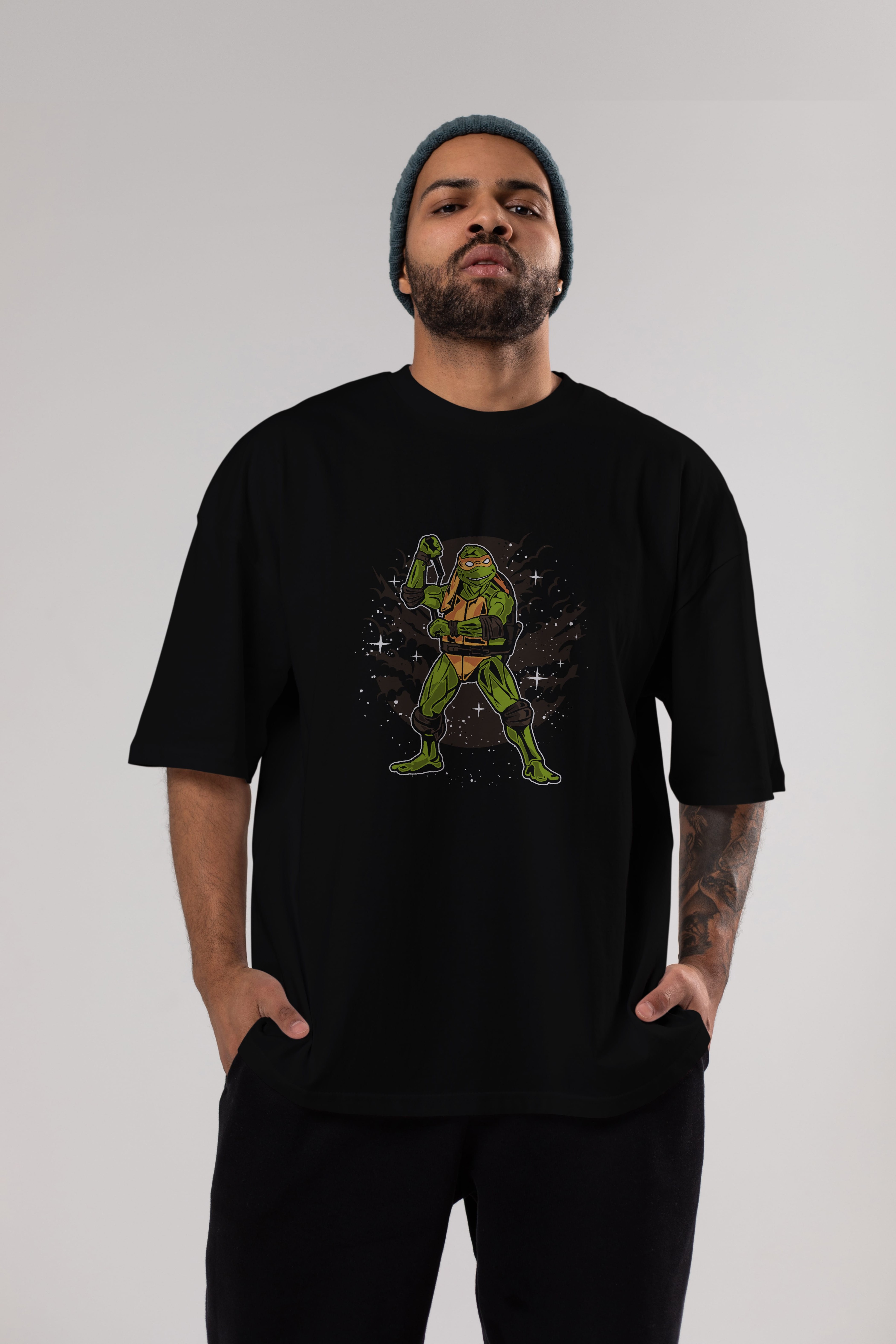 TURTLES Ön Baskılı Oversize t-shirt Erkek Kadın Unisex %100 Pamuk tişort