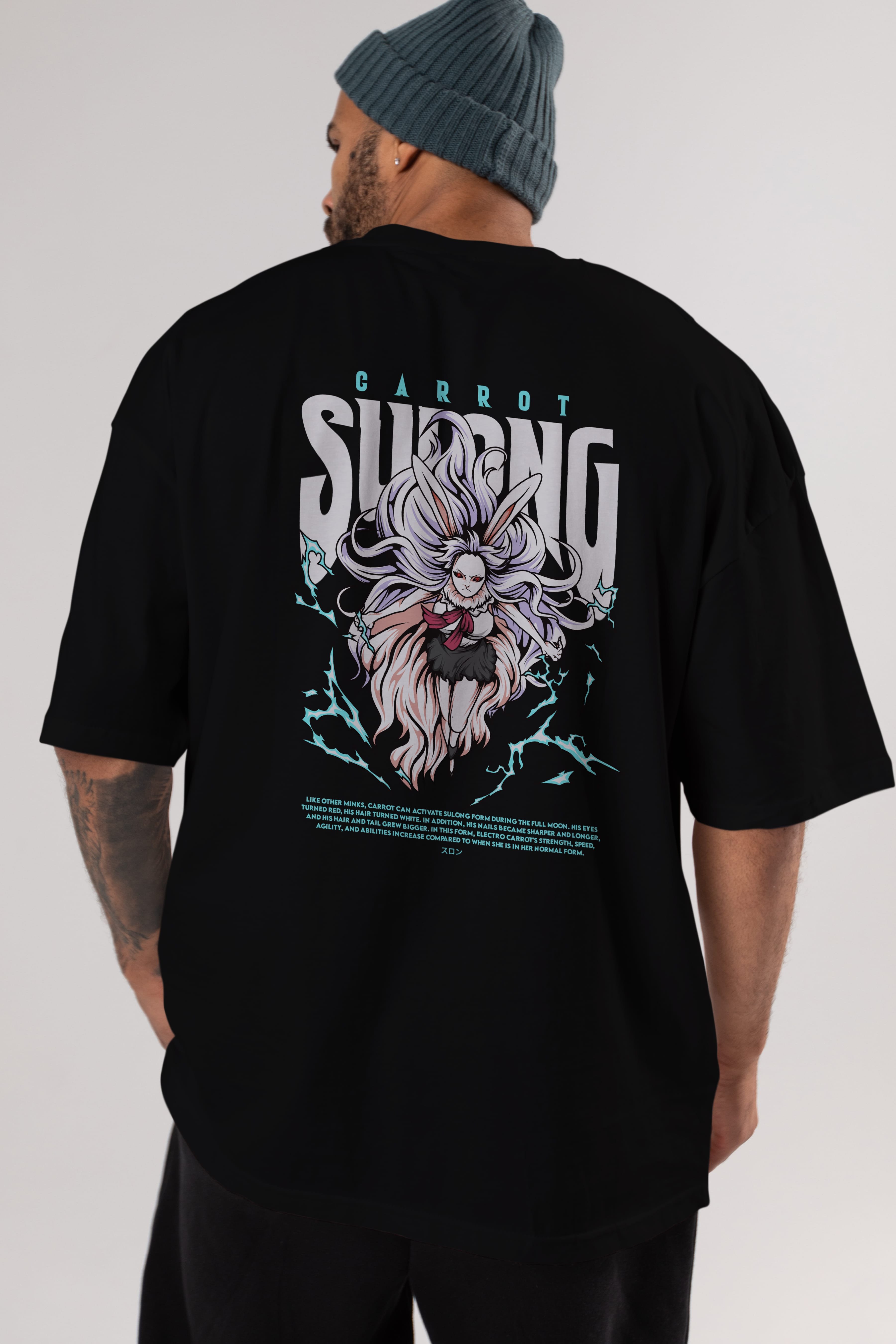 Carrot Sulong Anime Arka Baskılı Oversize t-shirt Erkek Kadın Unisex