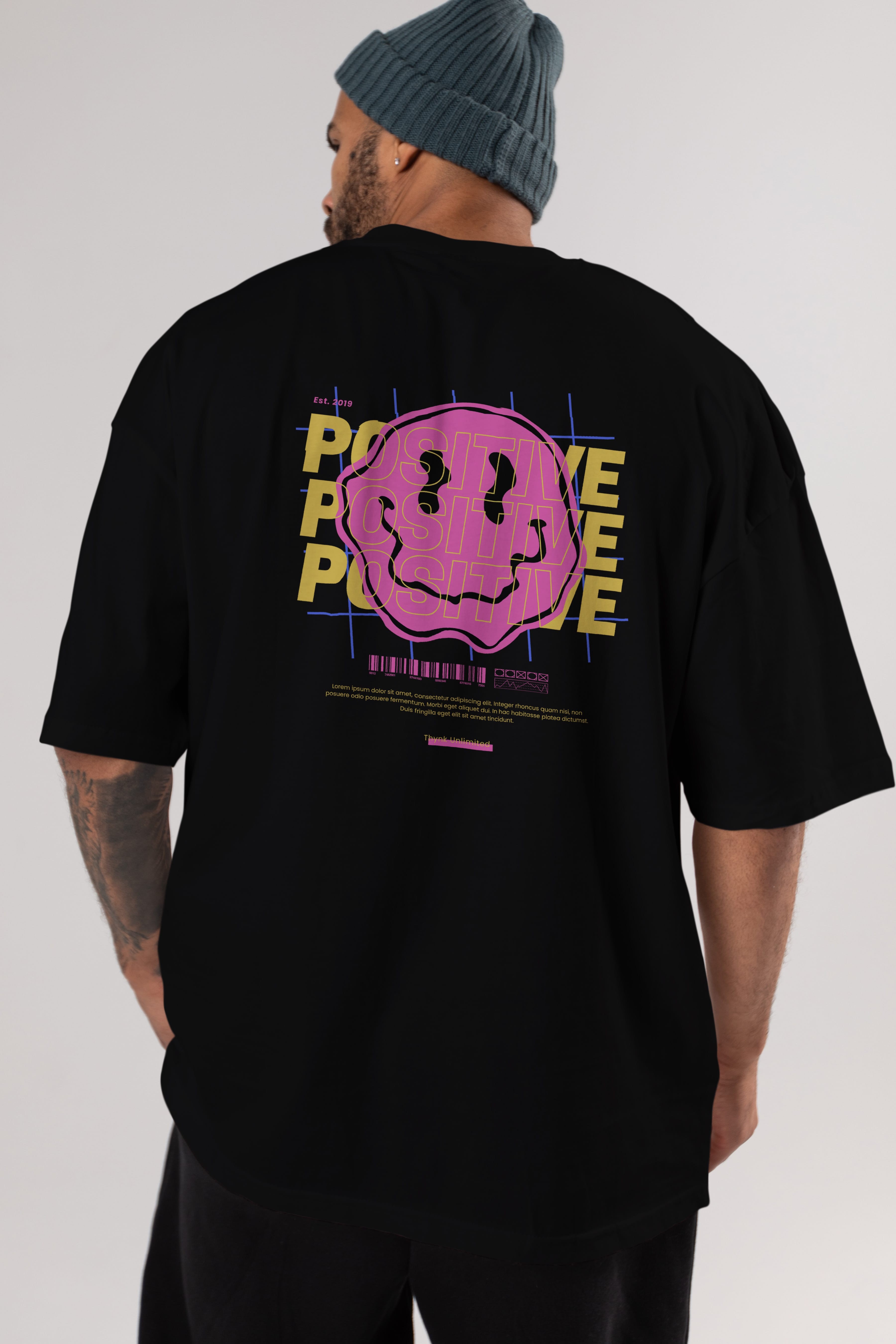 Positive 2 Arka Baskılı Oversize t-shirt Erkek Kadın Unisex