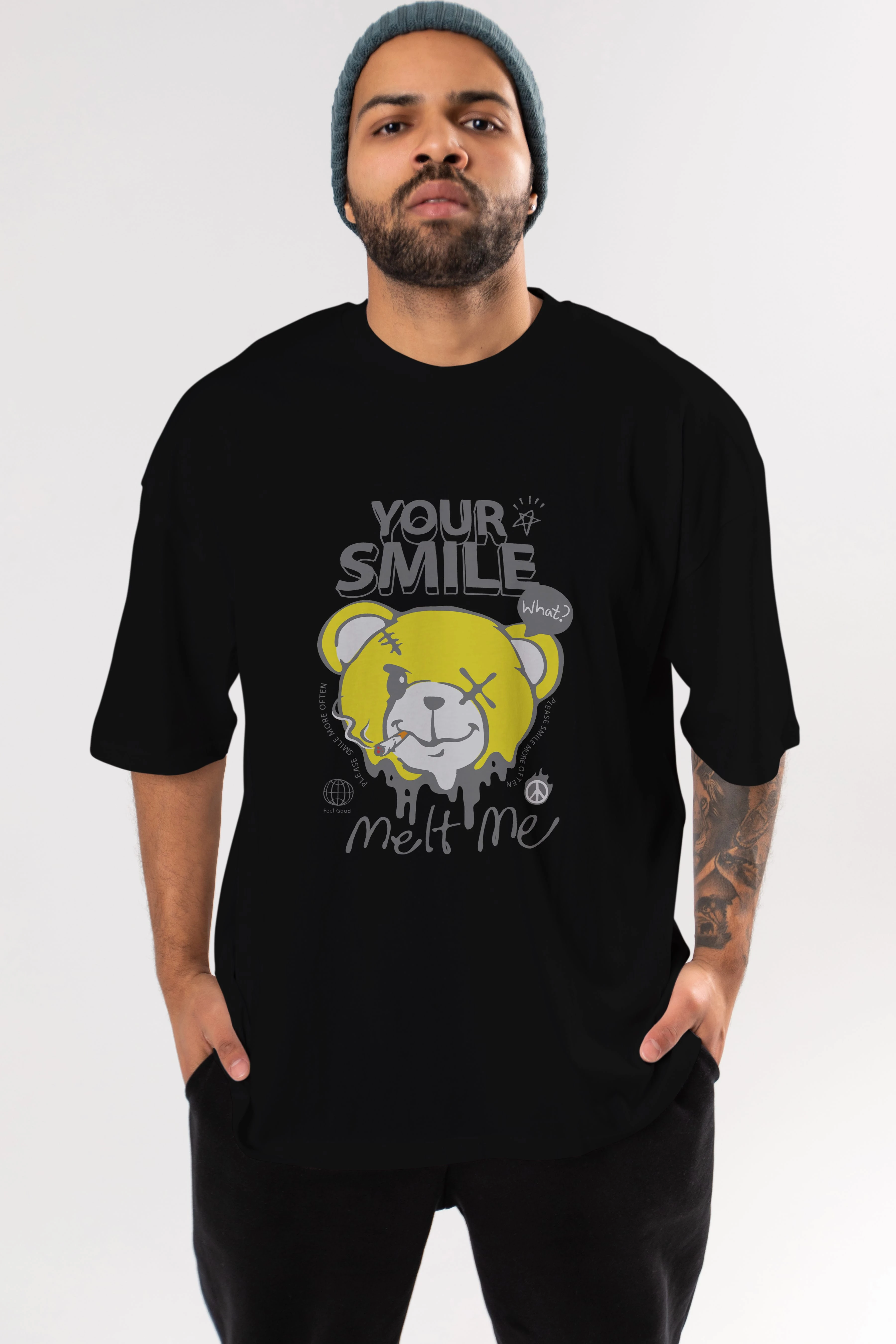 Your Smile Bear Ön Baskılı Oversize t-shirt Erkek Kadın Unisex