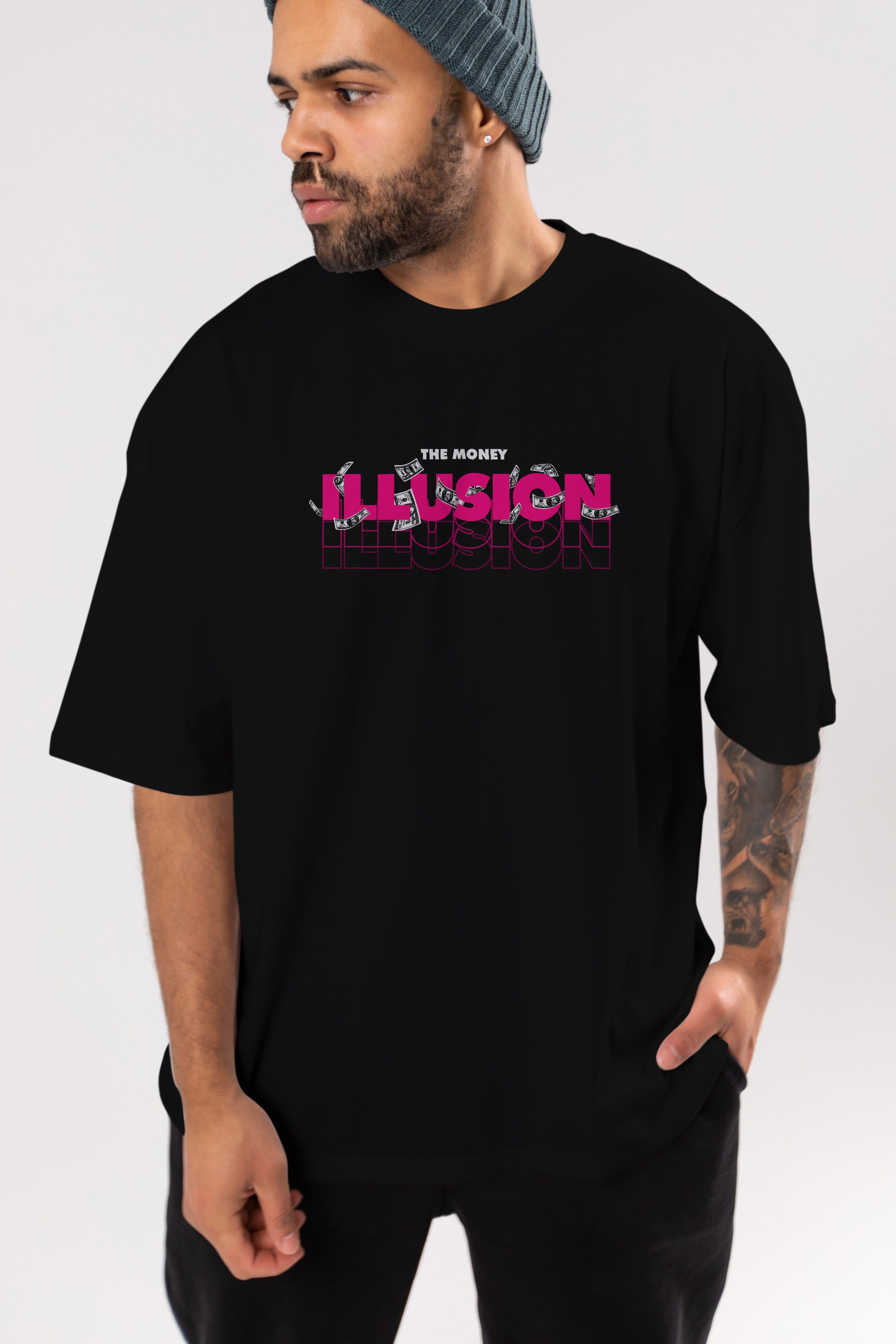 The Money Illusion Ön Baskılı Oversize t-shirt Erkek Kadın Unisex