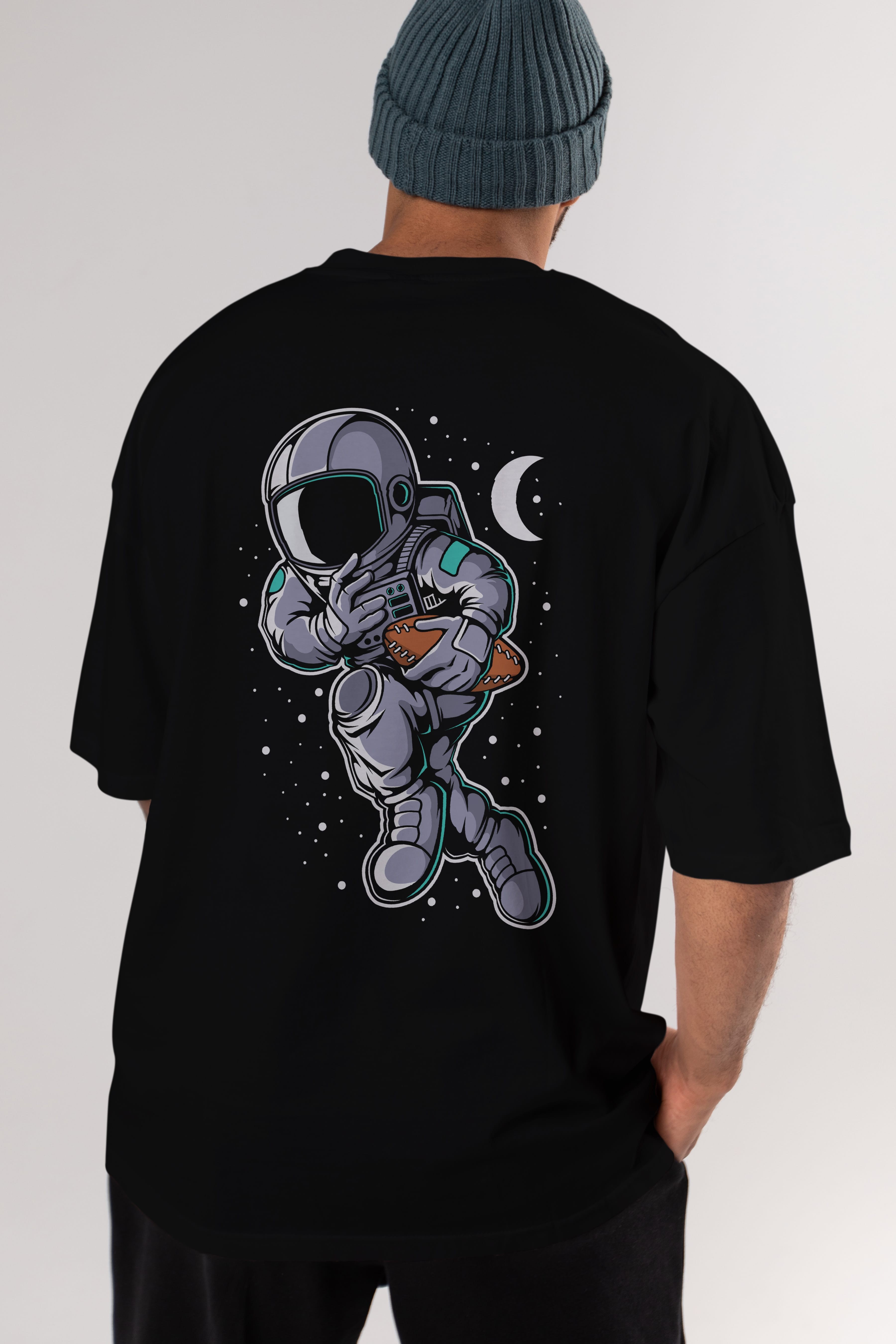 Astronaut Rugby Arka Baskılı Oversize t-shirt Erkek Kadın Unisex