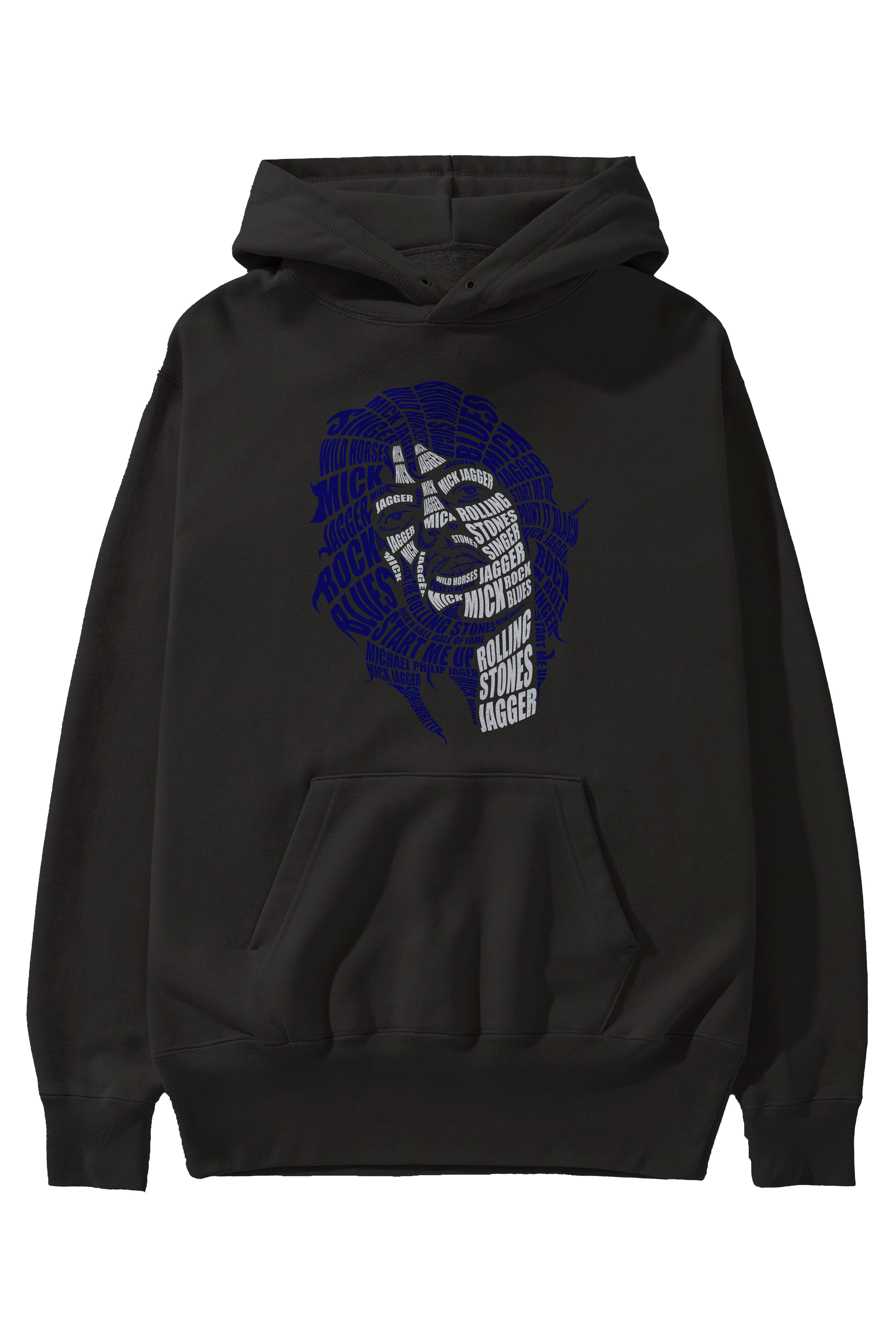 Mick Jagger Calligram Ön Baskılı Hoodie Oversize Kapüşonlu Sweatshirt Erkek Kadın Unisex