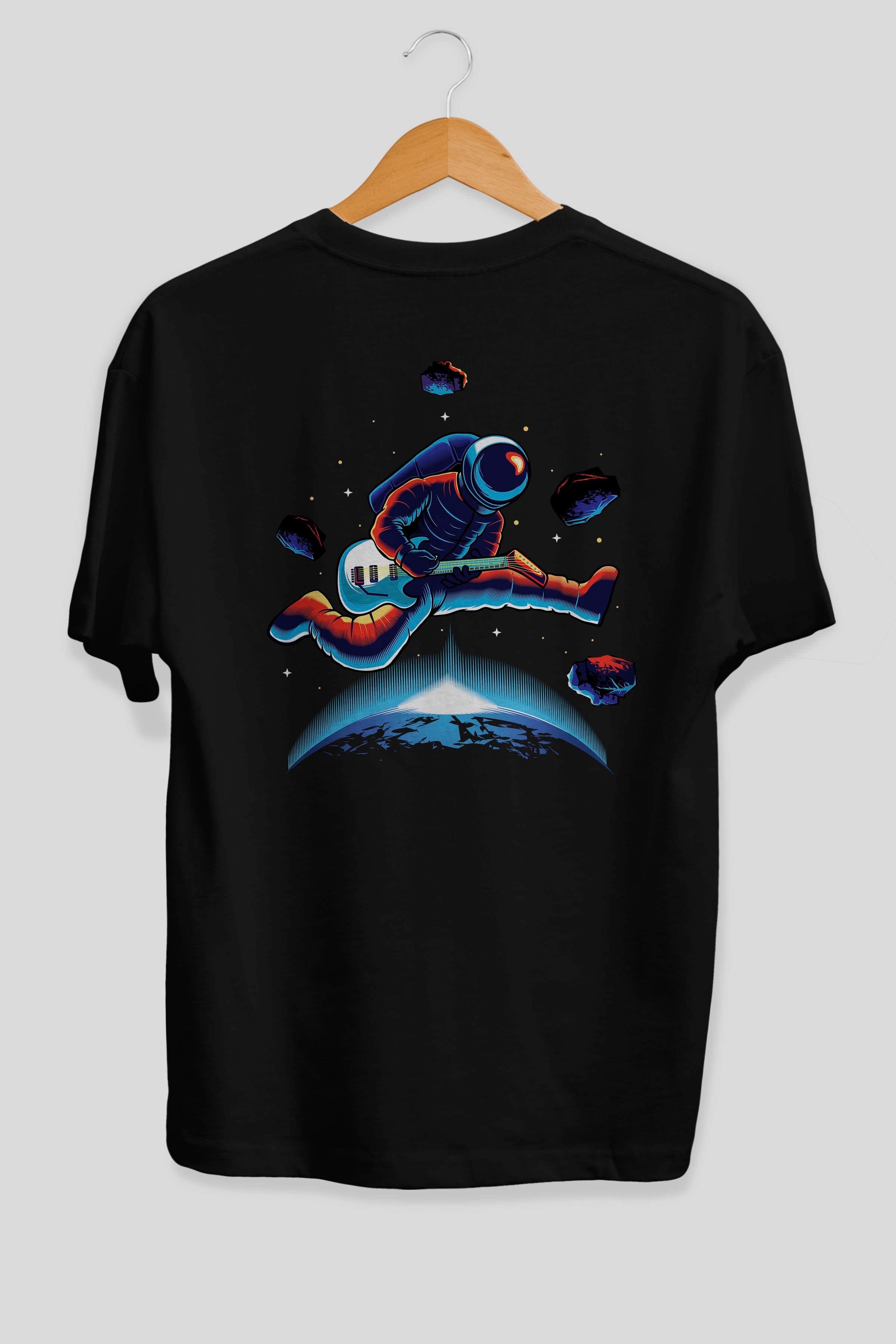 Astroguitar Arka Baskılı Oversize t-shirt Erkek Kadın Unisex