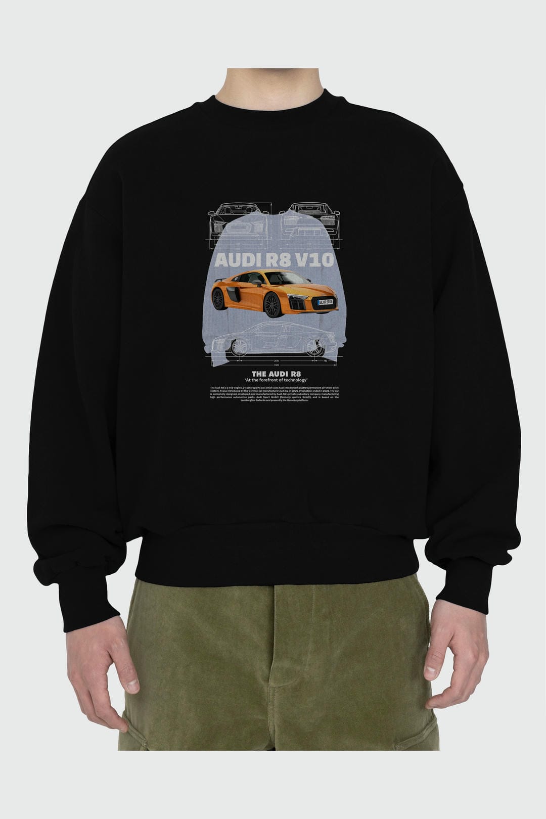 Audi r8 v10 1 Ön Baskılı Anime Oversize Sweatshirt Erkek Kadın Unisex