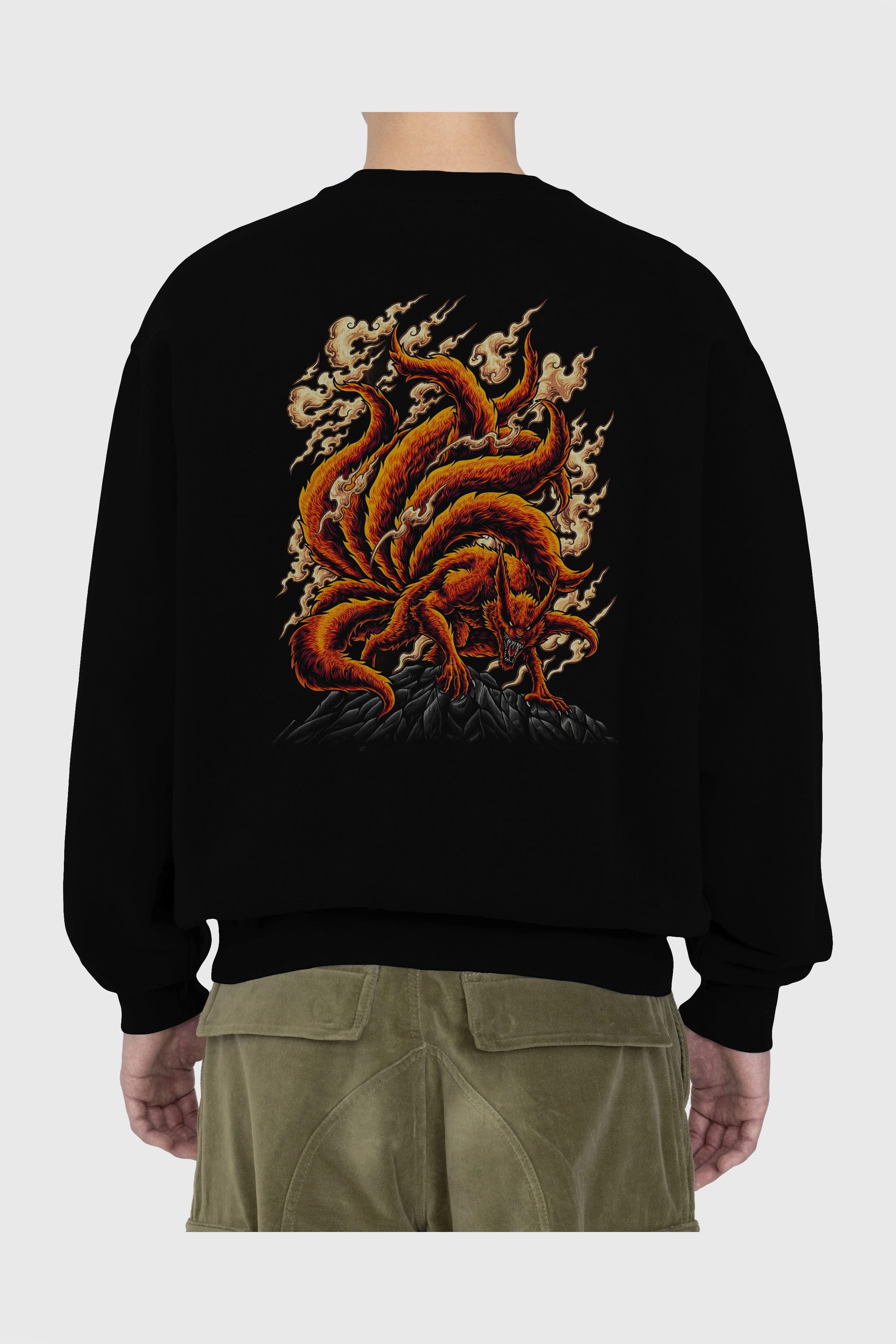 NARUTO KYUUBI Anime Arka Baskılı Oversize Sweatshirt Erkek Kadın Unisex