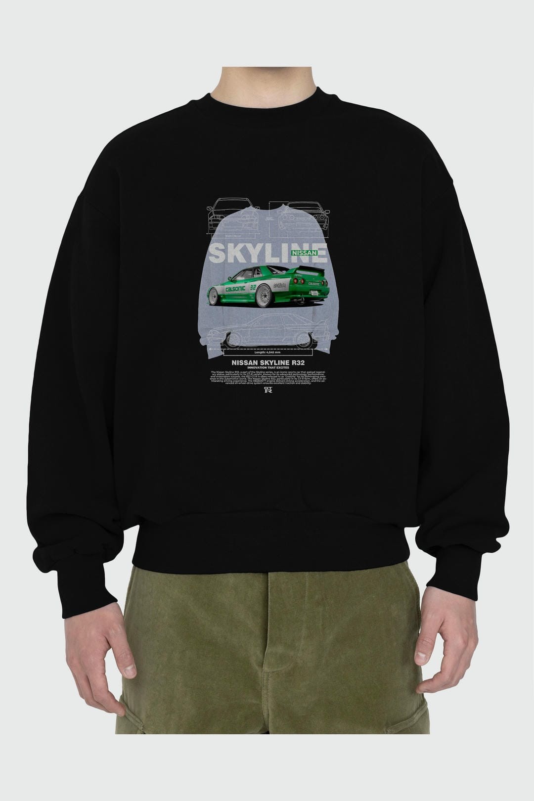 NISSAN SKYLINE R32 Ön Baskılı Anime Oversize Sweatshirt Erkek Kadın Unisex