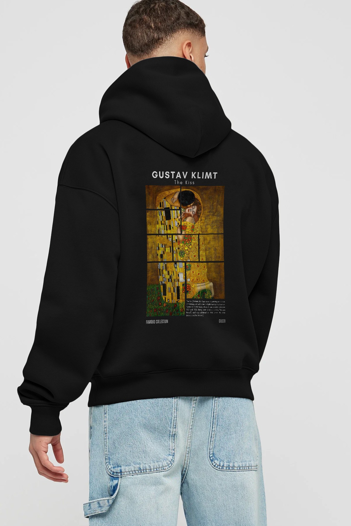 Gustav Klimt The Kiss Arka Baskılı Hoodie Oversize Kapüşonlu Sweatshirt Erkek Kadın