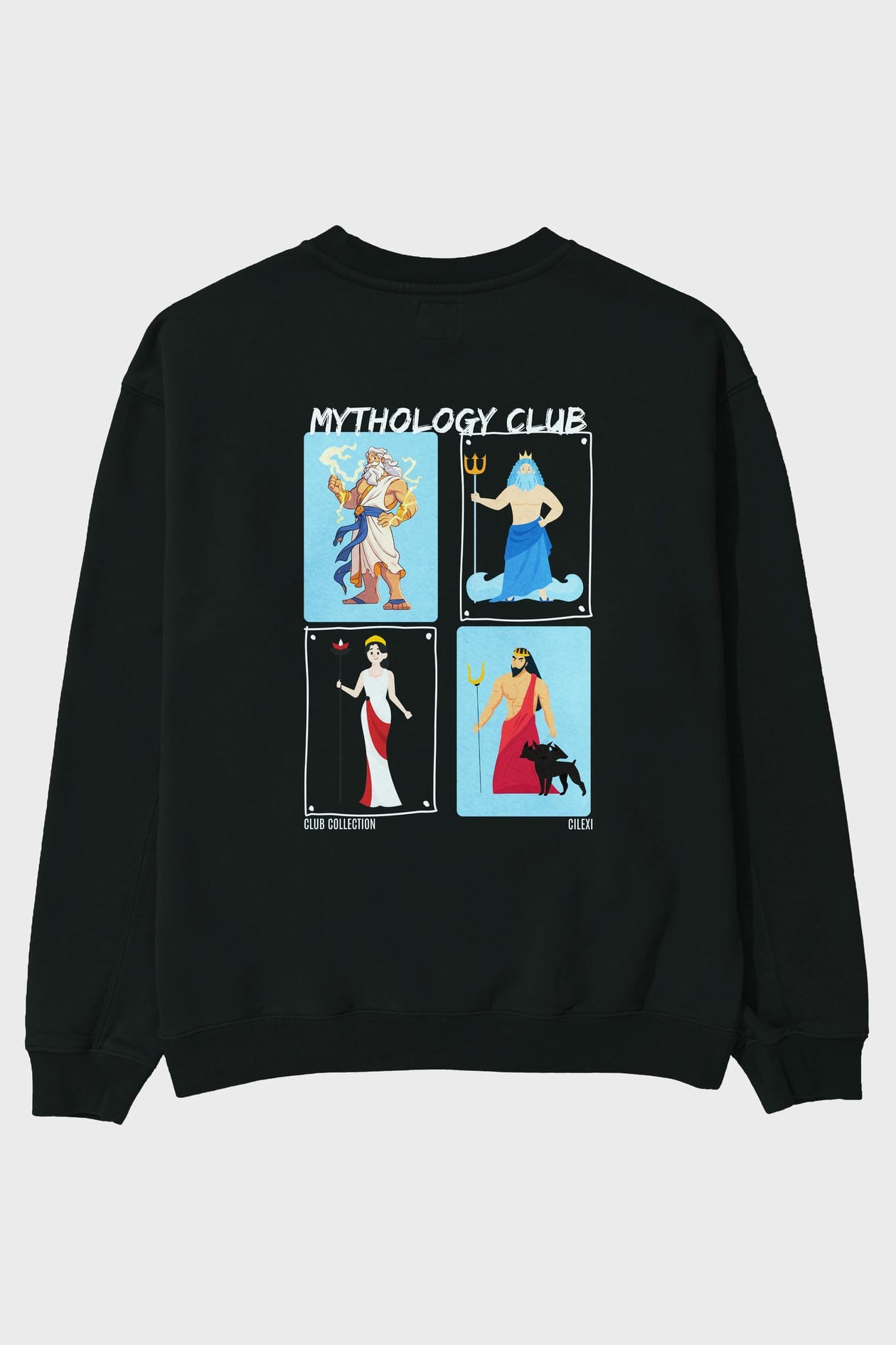 Mythology Club 2 Arka Baskılı Oversize Sweatshirt Erkek Kadın Unisex