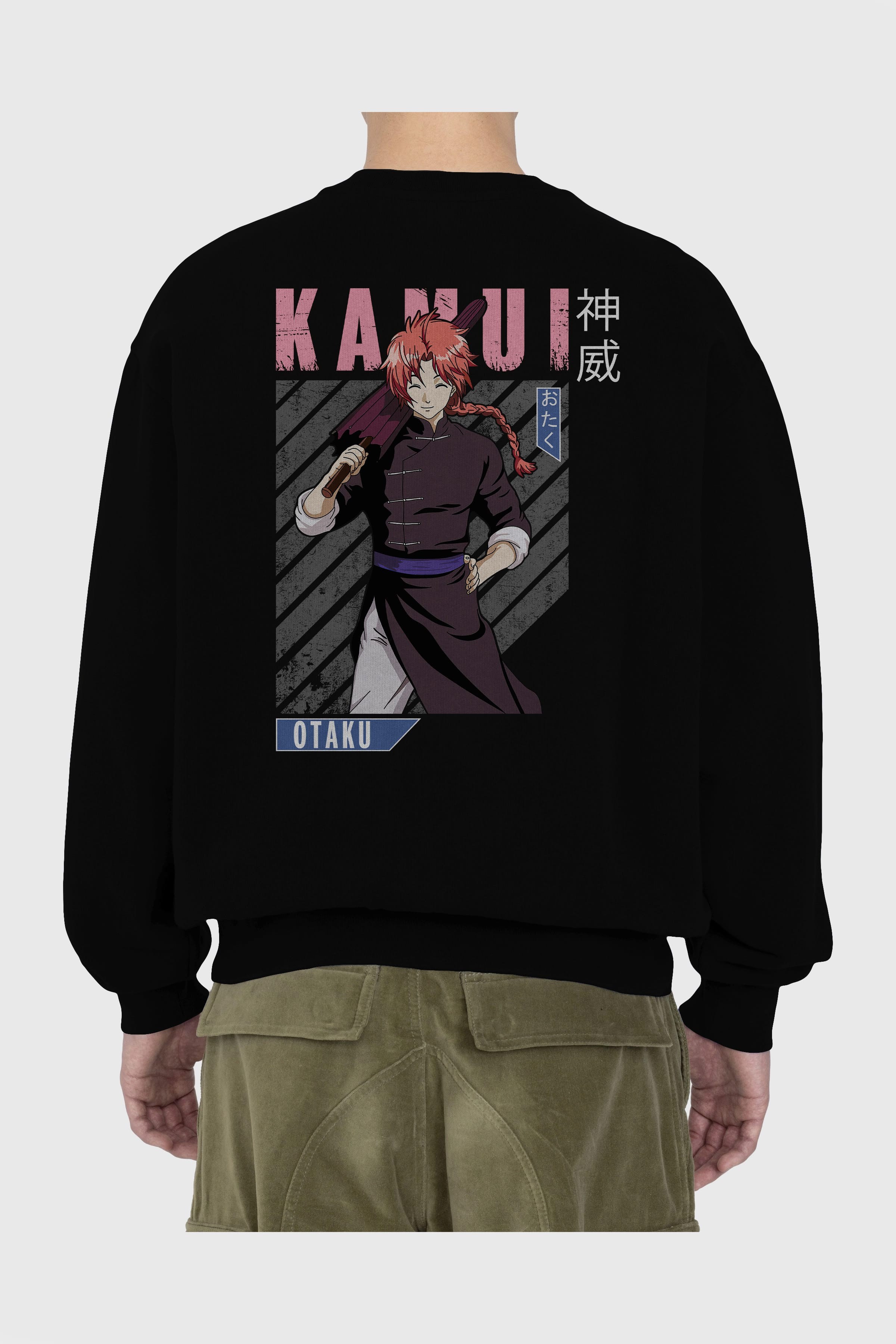 Kamui GINTAMA 1 Anime Arka Baskılı Oversize Sweatshirt Erkek Kadın Unisex