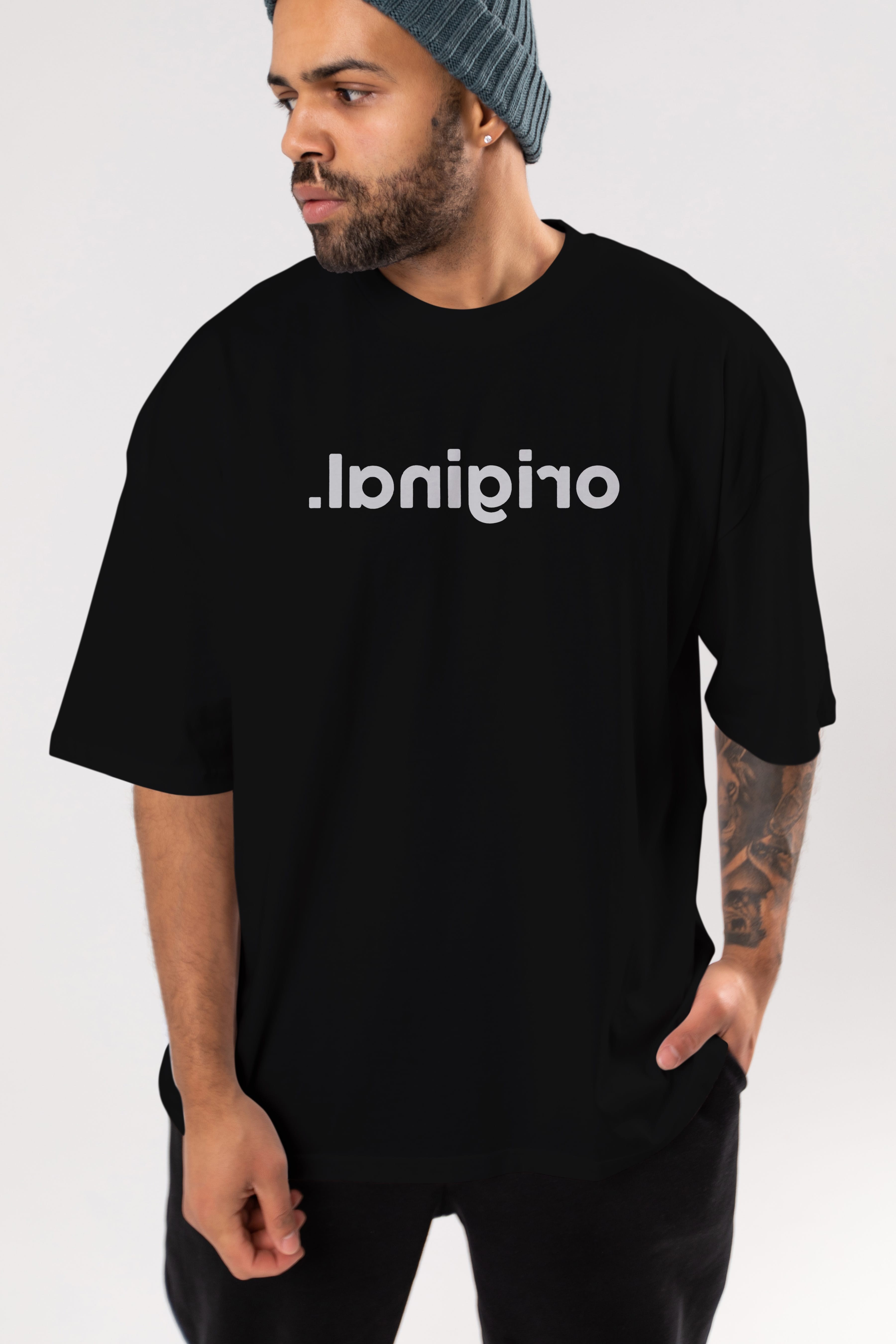 original ters Ön Baskılı Oversize t-shirt %100 pamuk Erkek Kadın Unisex