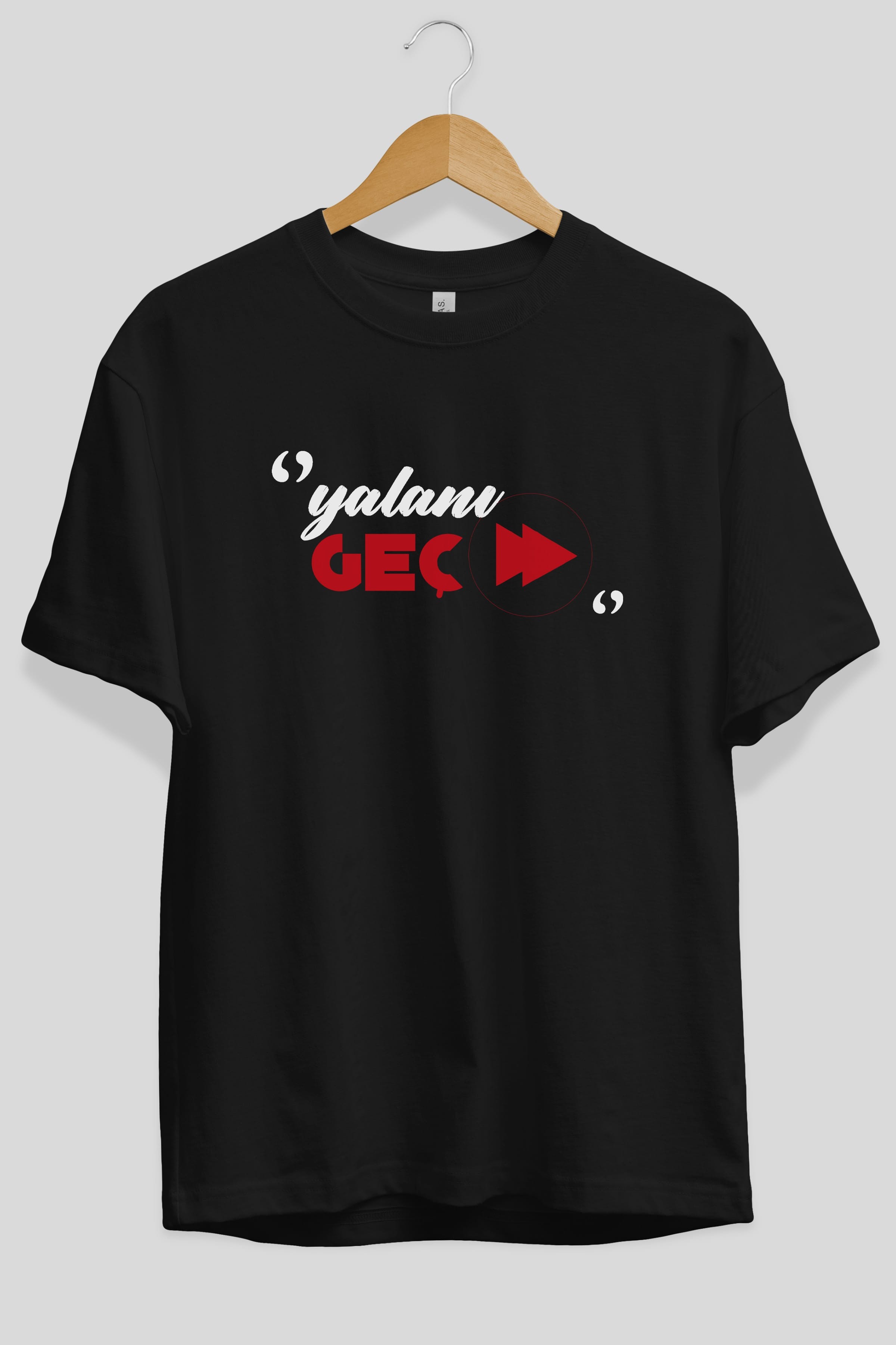 Yalanı Geç Ön Baskılı Oversize t-shirt %100 pamuk Erkek Kadın Unisex