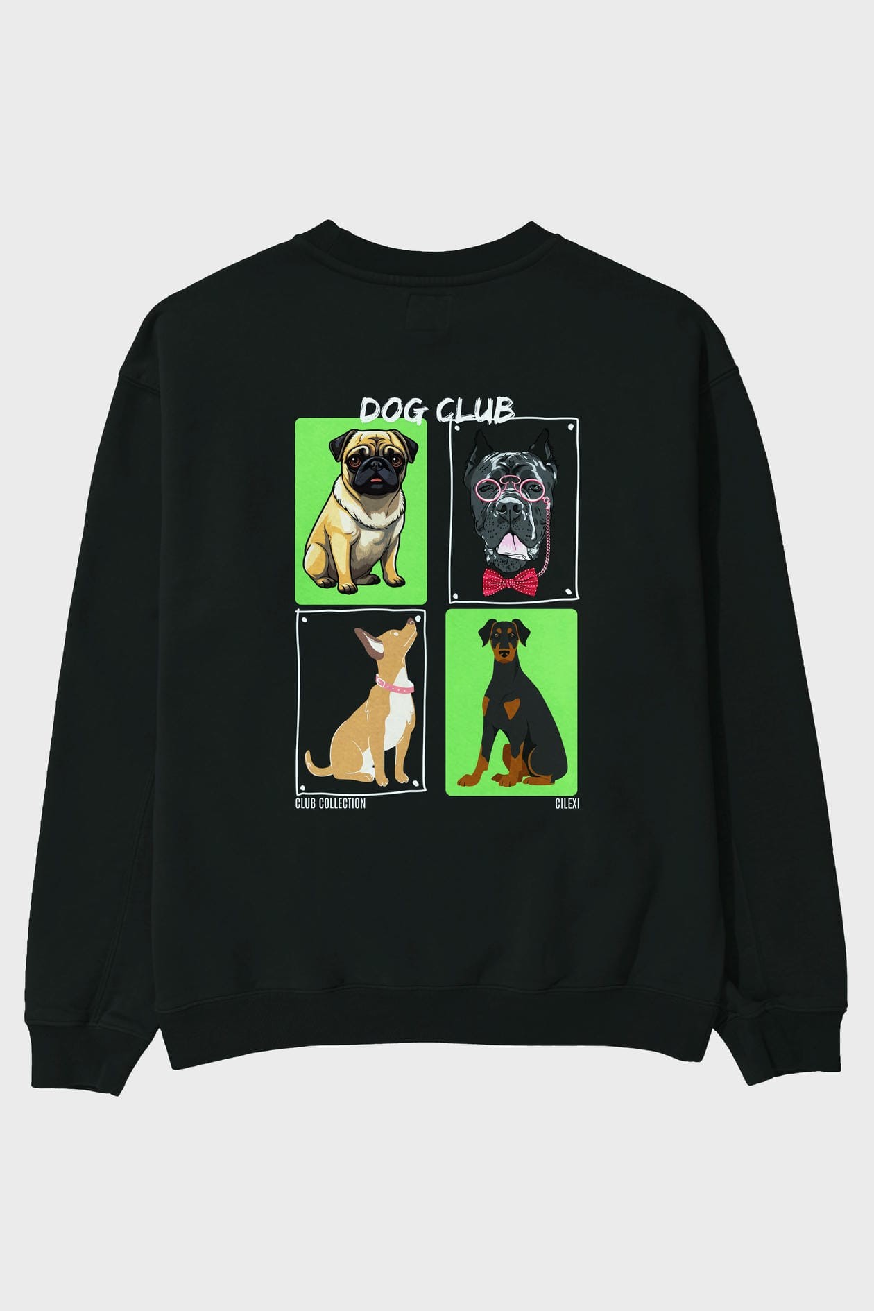 Dog Club Arka Baskılı Oversize Sweatshirt Erkek Kadın Unisex