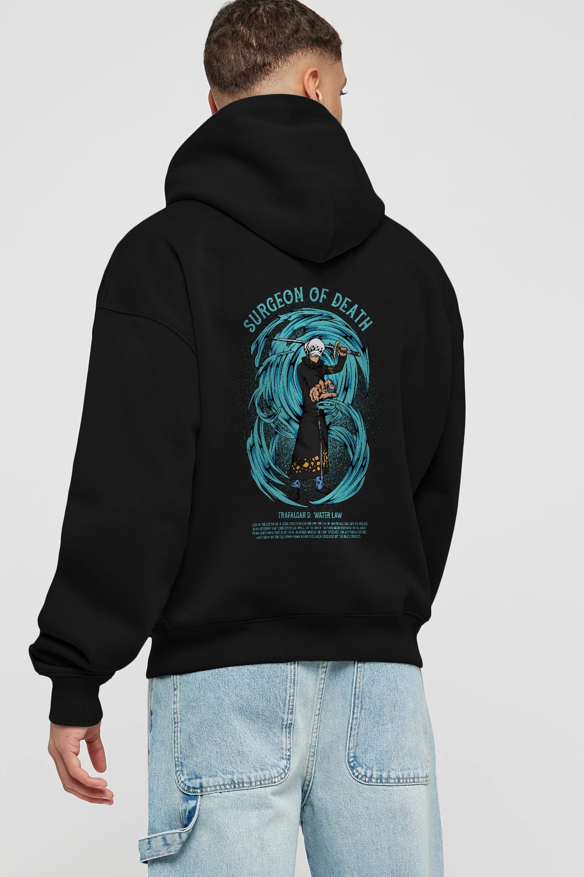 Trafalgad D. Water Law Anime Arka Baskılı Hoodie Oversize Kapüşonlu Sweatshirt Erkek Kadın Unisex