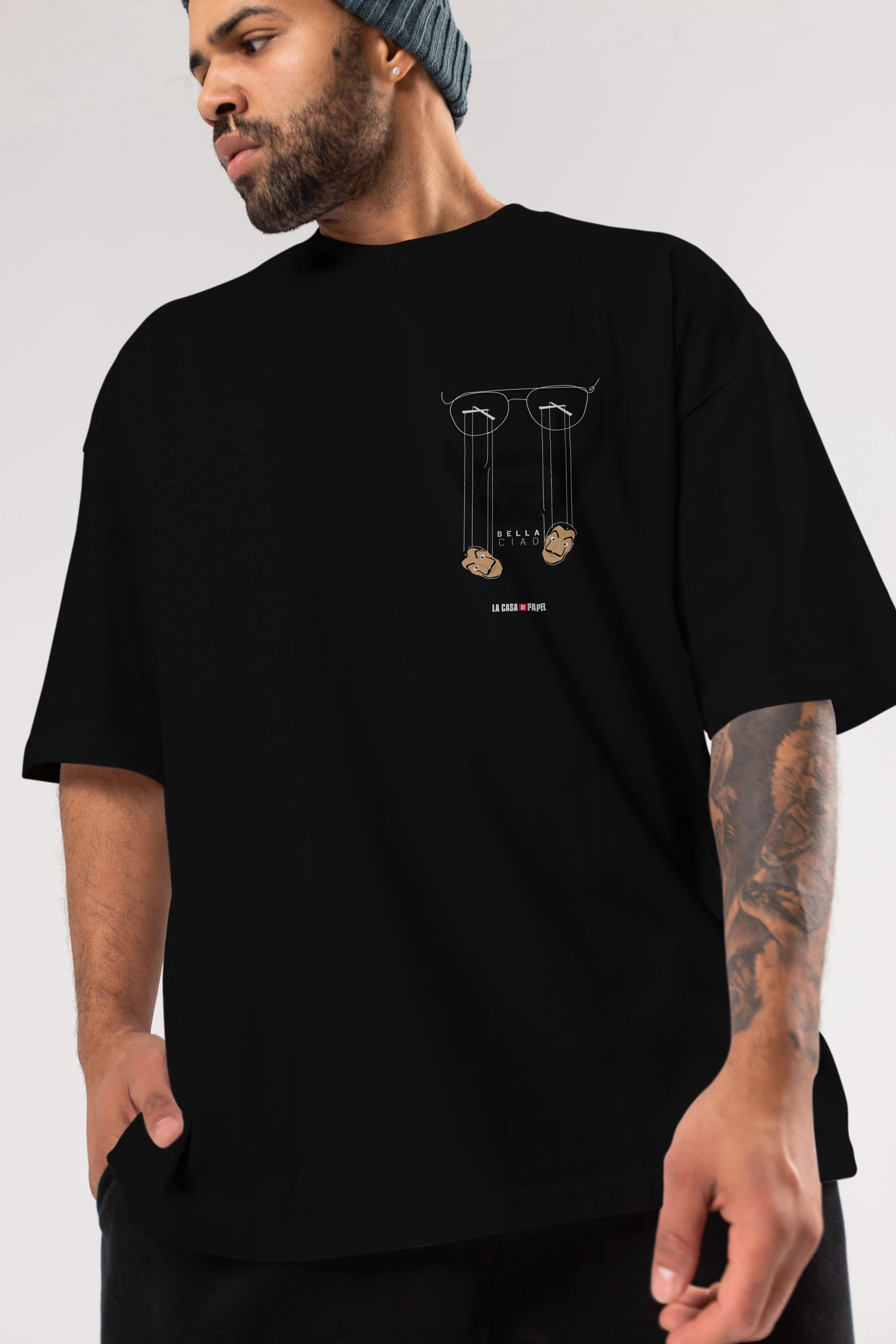 La Casa De Papel (11) Ön Sol Baskılı Oversize t-shirt Erkek Kadın Unisex %100 Pamuk Bisiklet Yaka tişort