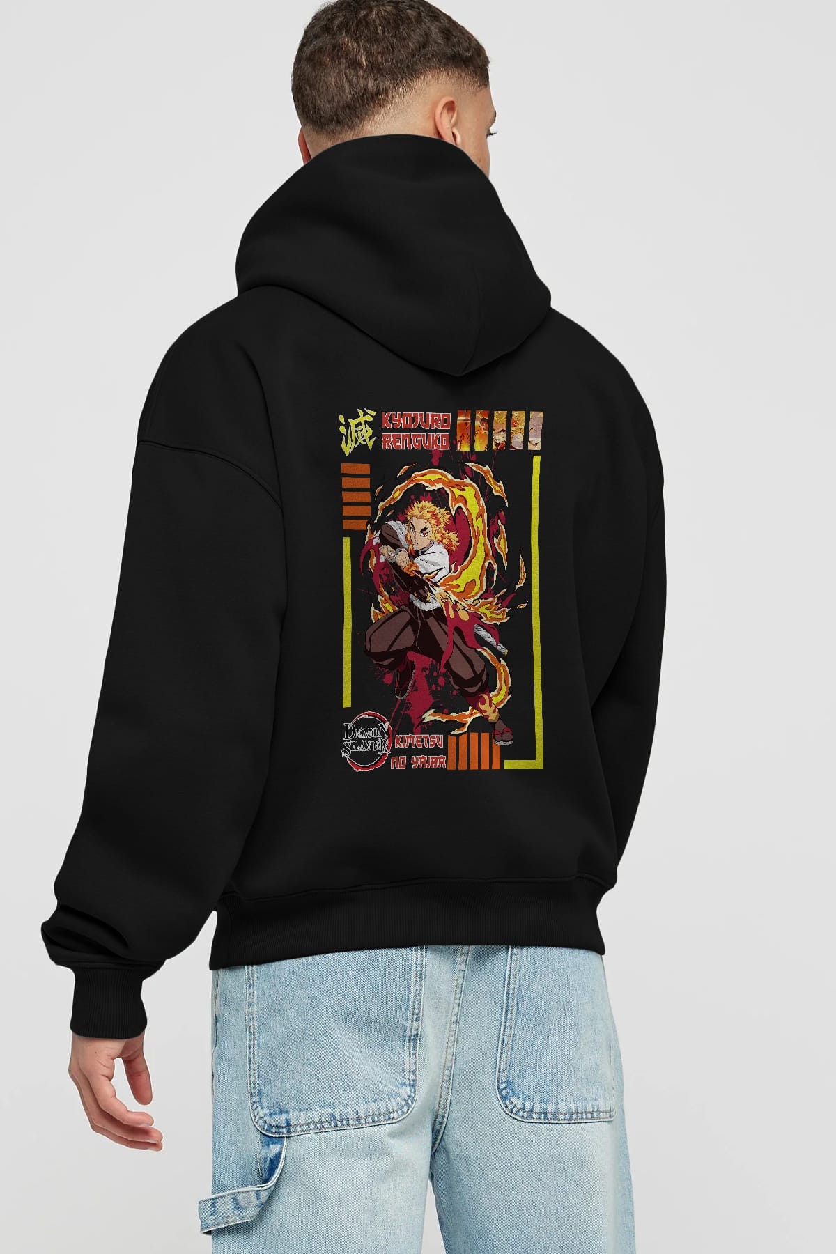 KYOJURO RENGOKU Anime Arka Baskılı Hoodie Oversize Kapüşonlu Sweatshirt Erkek Kadın Unisex
