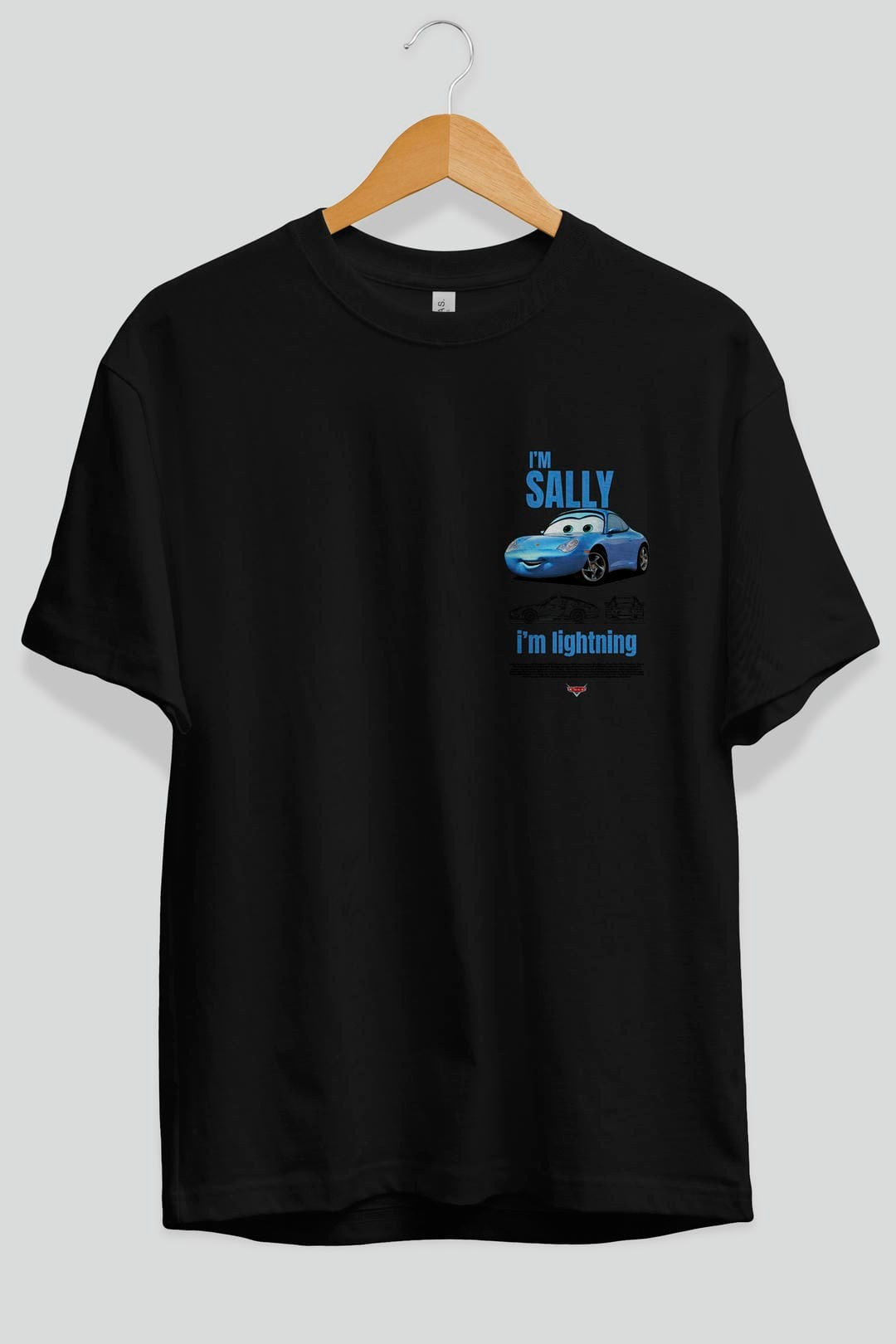 i am SALLY , i am lightning Ön Sol Baskılı Oversize t-shirt Erkek Kadın Unisex %100 Pamuk Bisiklet Yaka tişort