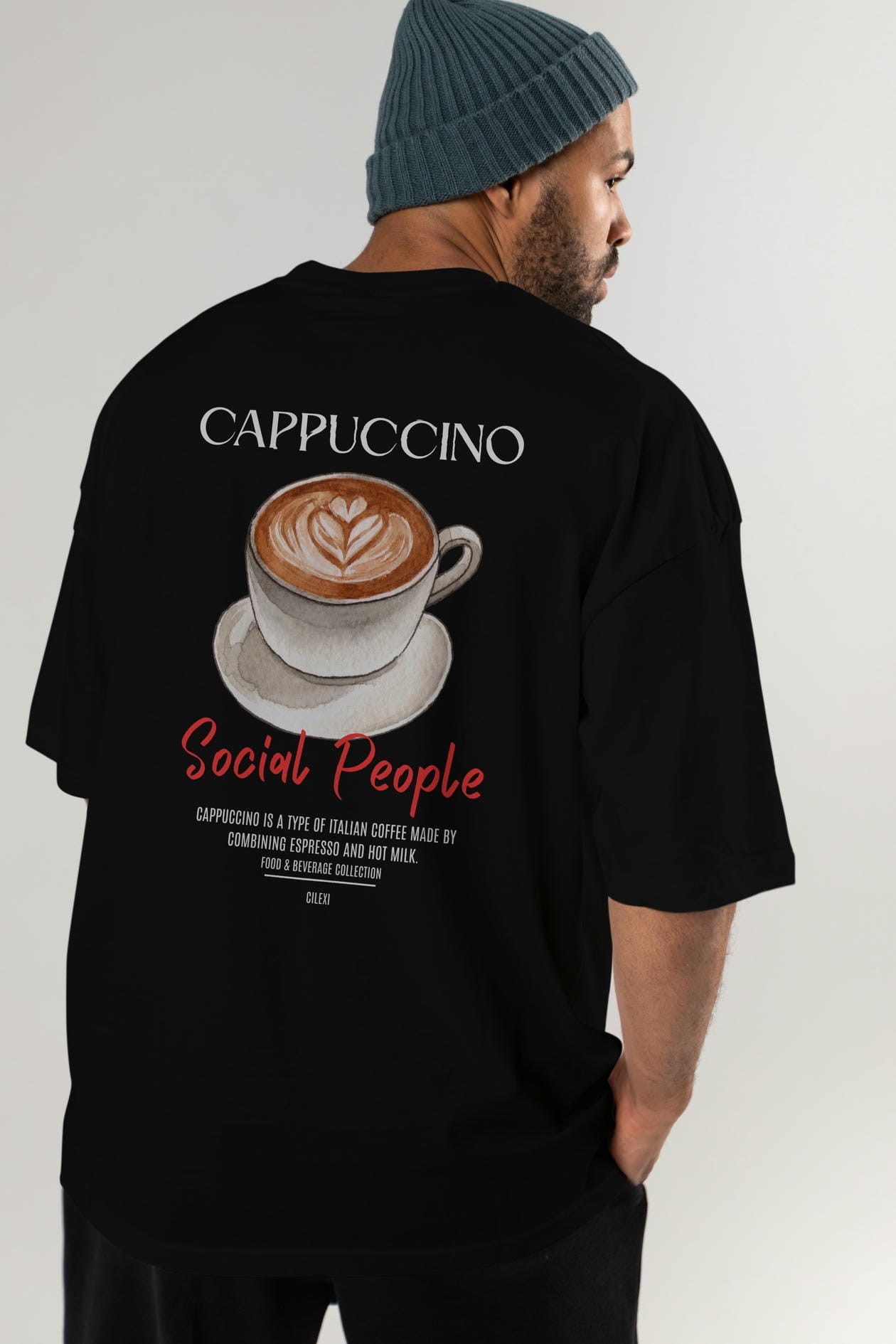 Cappuccino Kokteyl Serisi Baskılı Oversize t-shirt Erkek Kadın Unisex %100 Pamuk Bisiklet Yaka tişort
