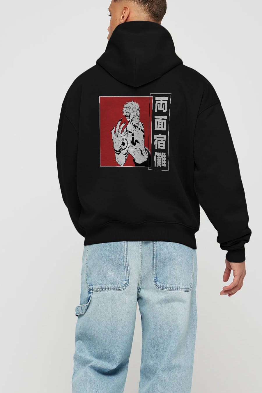 Sukuna Ryoumen 2 Anime Arka Baskılı Hoodie Oversize Kapüşonlu Sweatshirt Erkek Kadın Unisex