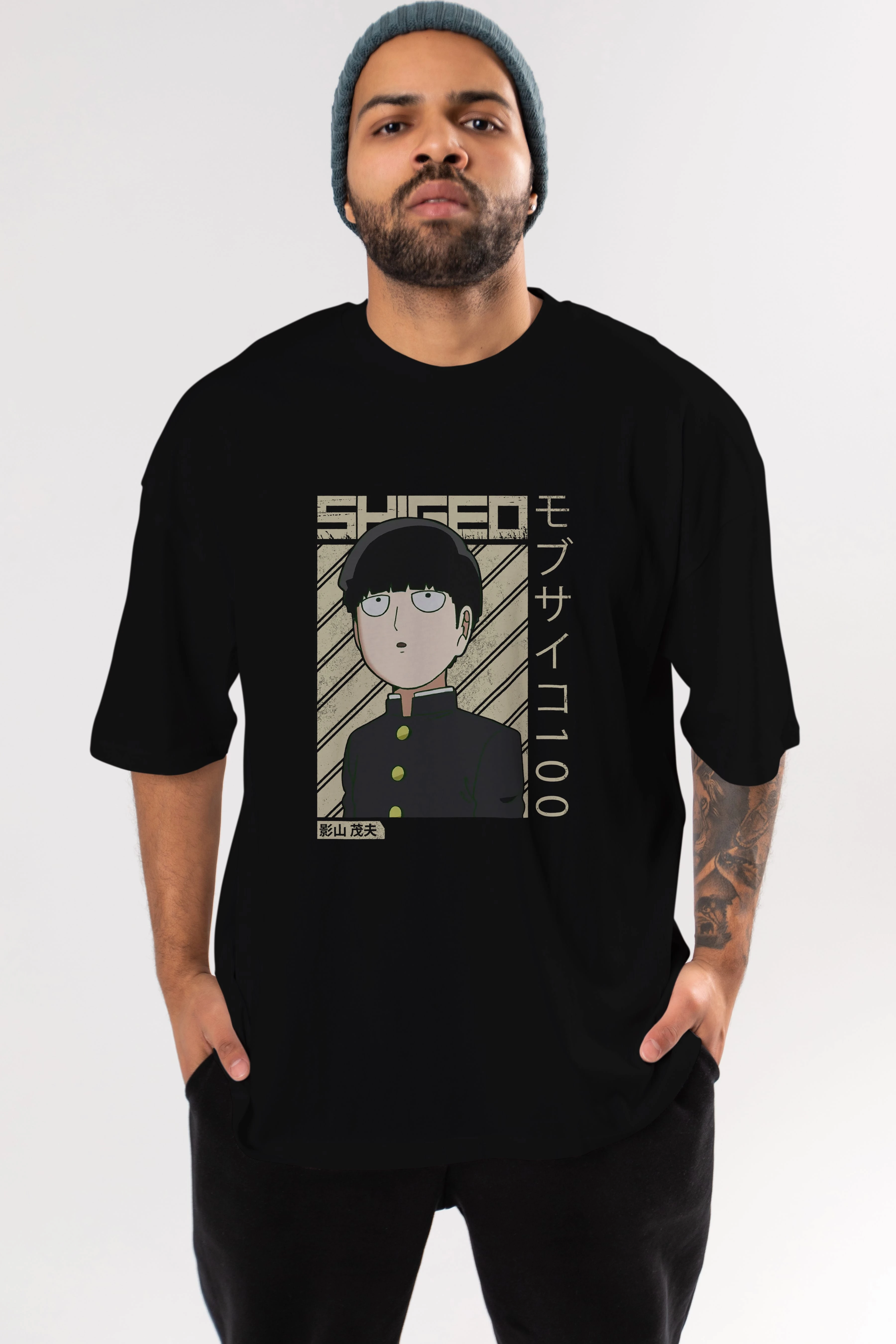 Shigeo Kageyama 2 Anime Ön Baskılı Oversize t-shirt %100 pamuk Erkek Kadın Unisex