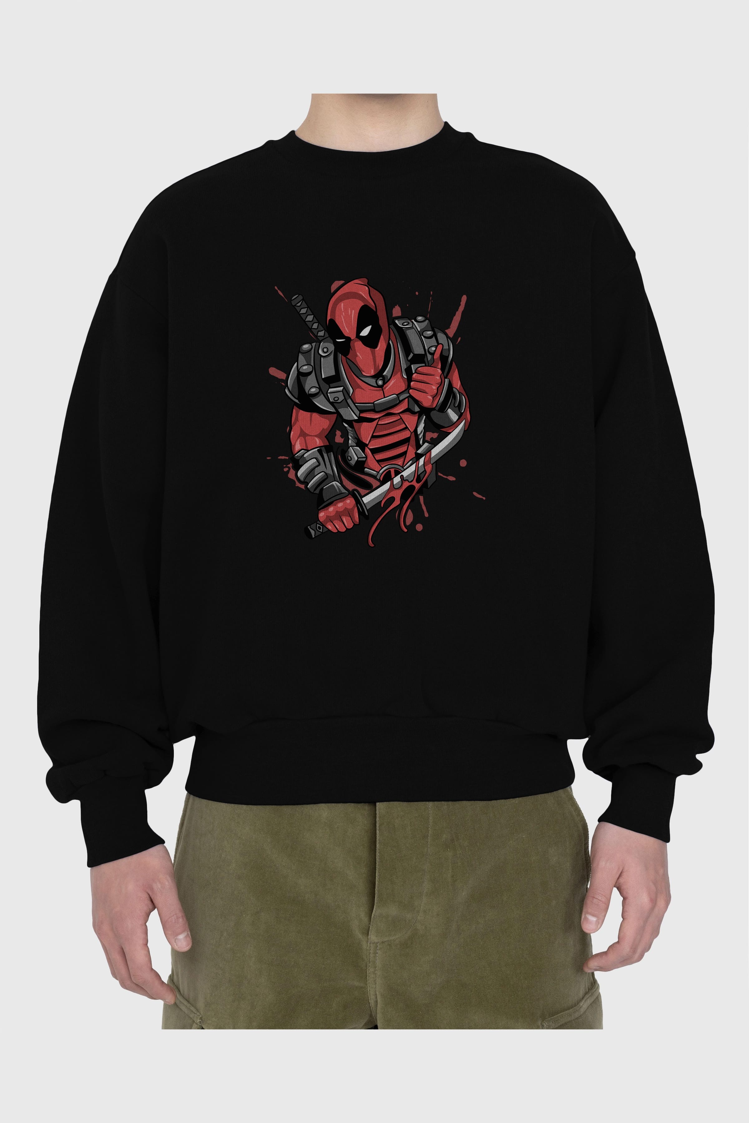 Deadpool (12) Ön Baskılı Oversize Sweatshirt Erkek Kadın Unisex