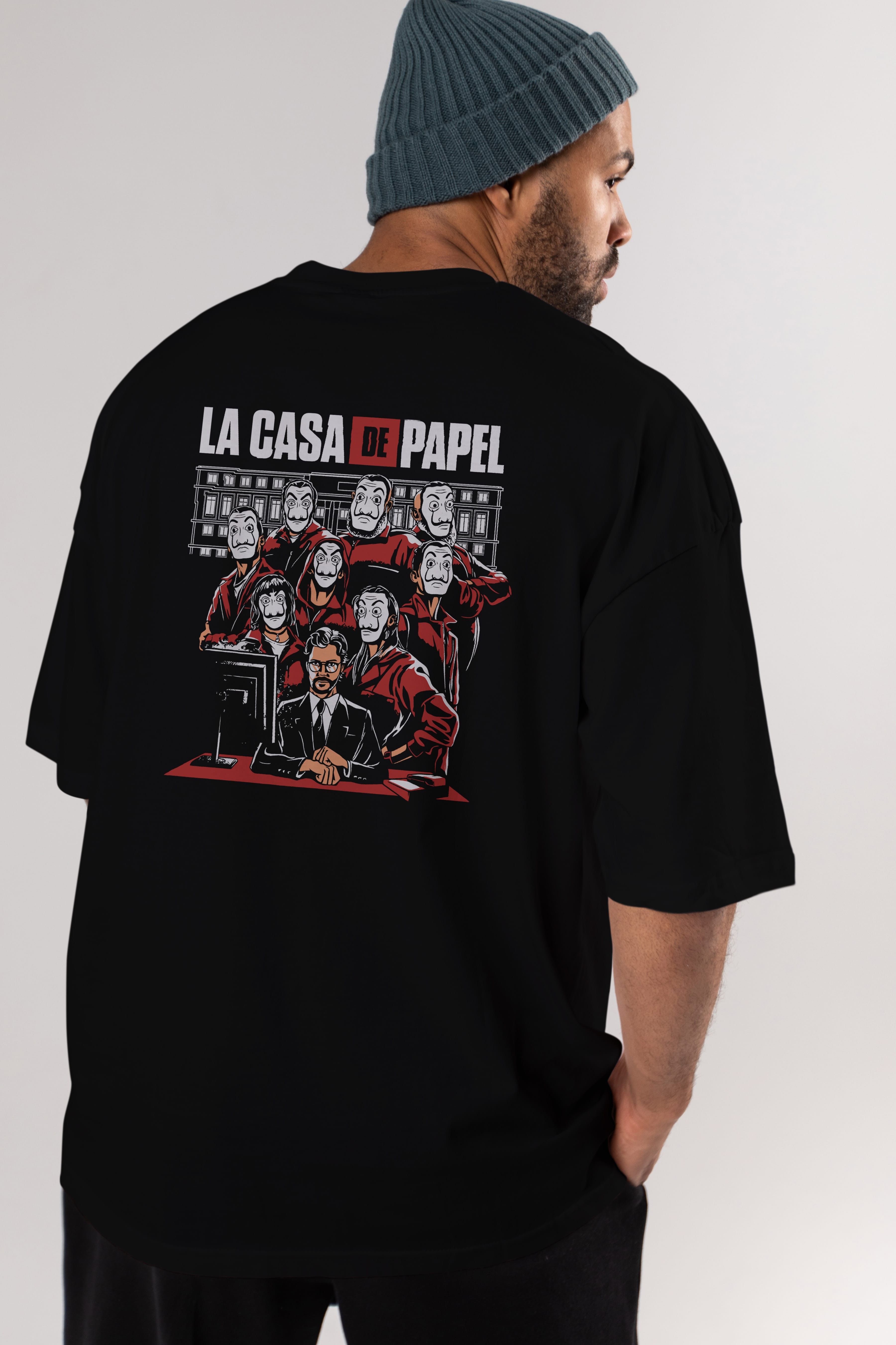 La Casa De Papel (5) Arka Baskılı Oversize t-shirt Erkek Kadın Unisex %100 Pamuk Bisiklet Yaka tişort